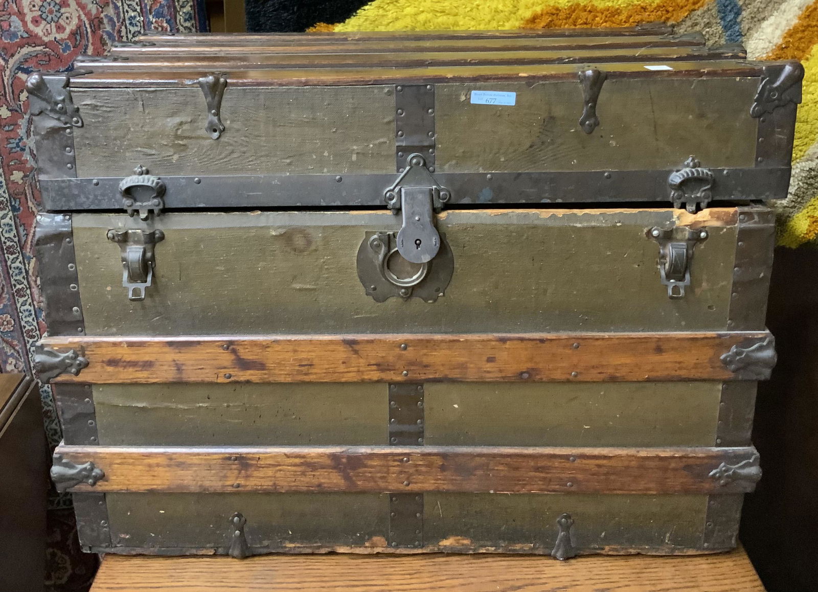 Antique Wood Slat Steamer Trunk. (1 of 1)
