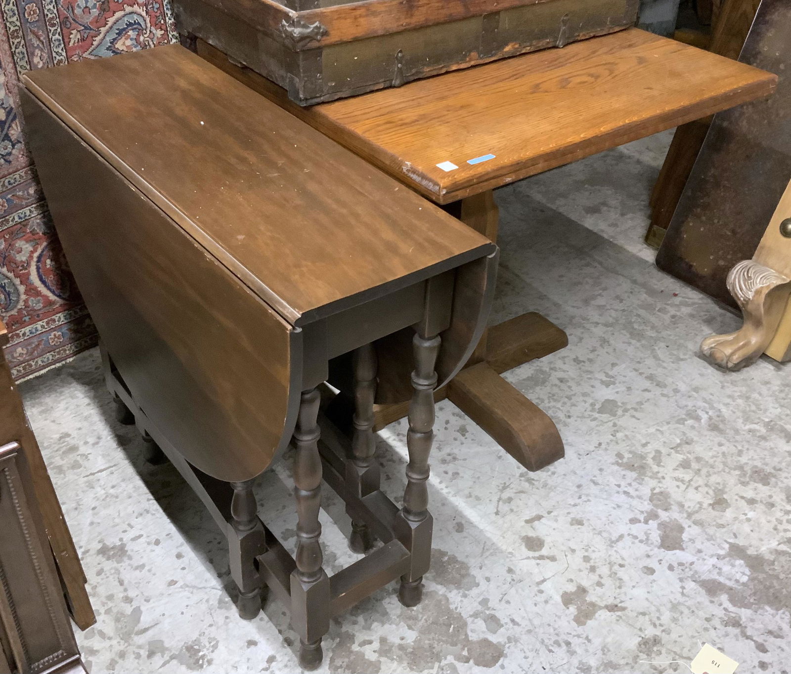Lot of Two Tables - Dropleaf Table & Oak Pub Table (1 of 1)