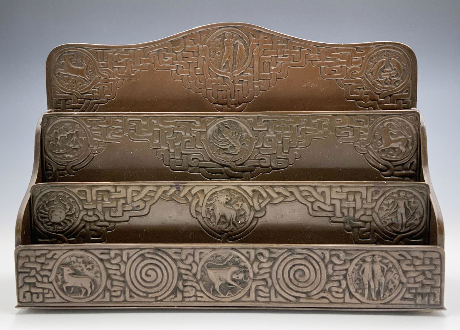 Tiffany Studios Bronze Zodiac Letter Holder. (1 of 4)