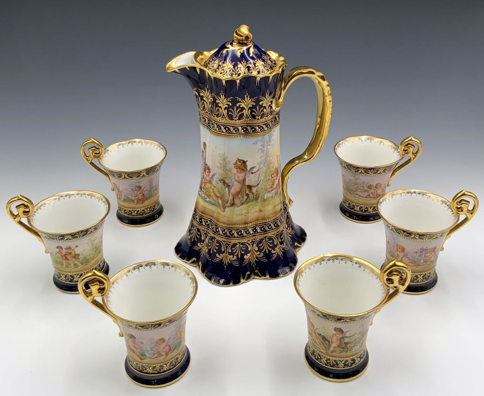 Dresden 7 Pc. Hand-Painted Chocolate Set. (1 of 9)