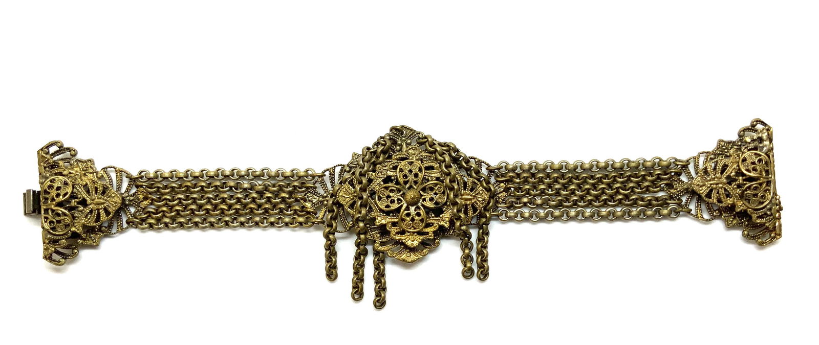 Miriam Haskell Style Etruscan Bracelet.: The Bracelet is in Overall Good Condition. It measures 7 1/4" Long. In-house Shipping is Available. Please see our Website regarding in-house Shipping Procedures.