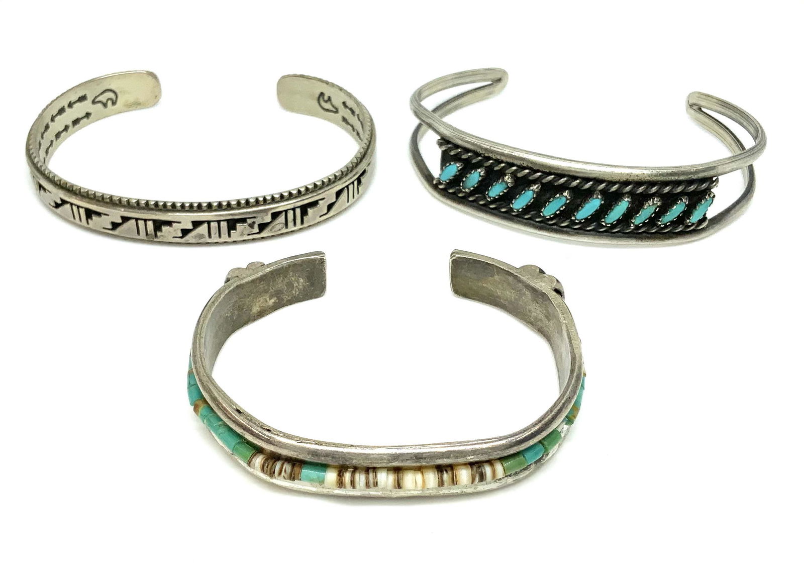 Lot of 3 Native American Indian Bangle Bracelets. (1 of 2)