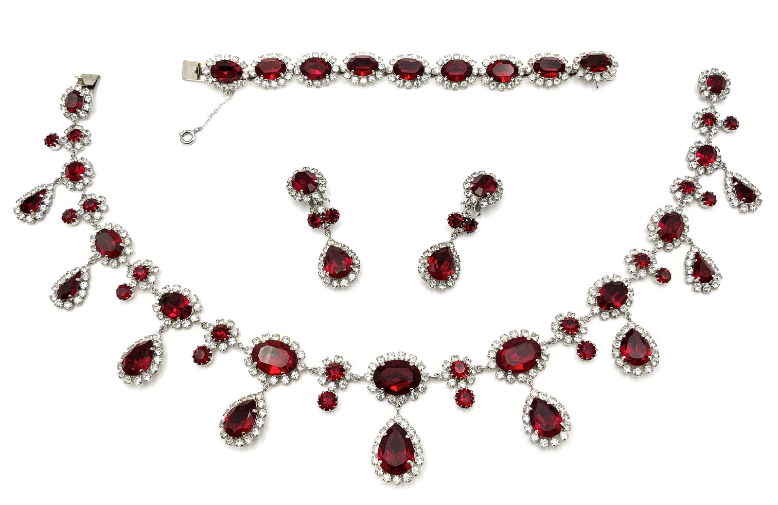 Sgd. Western Germany Rhinestone Jewelry Set. (1 of 4)