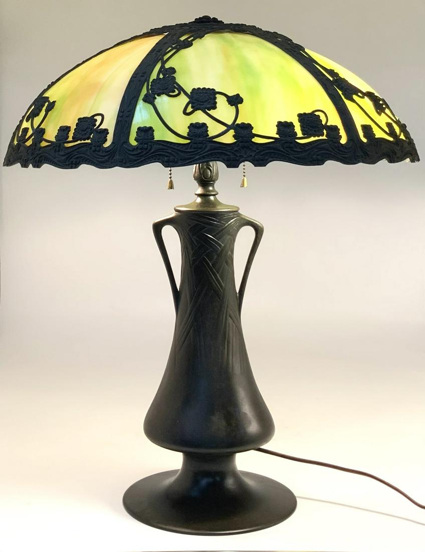 Charles Parker Antique Slag Glass Lamp. (1 of 5)