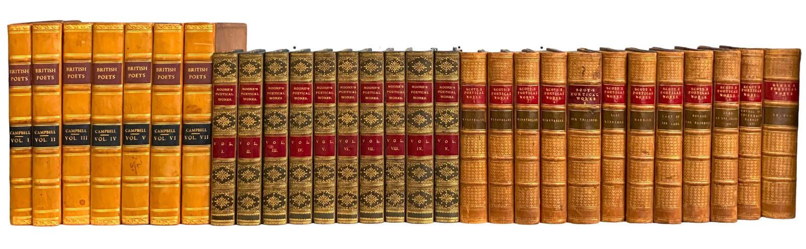 29 pc. Book Lot of Poets-Scott, Moore, & Campbell. (1 of 5)