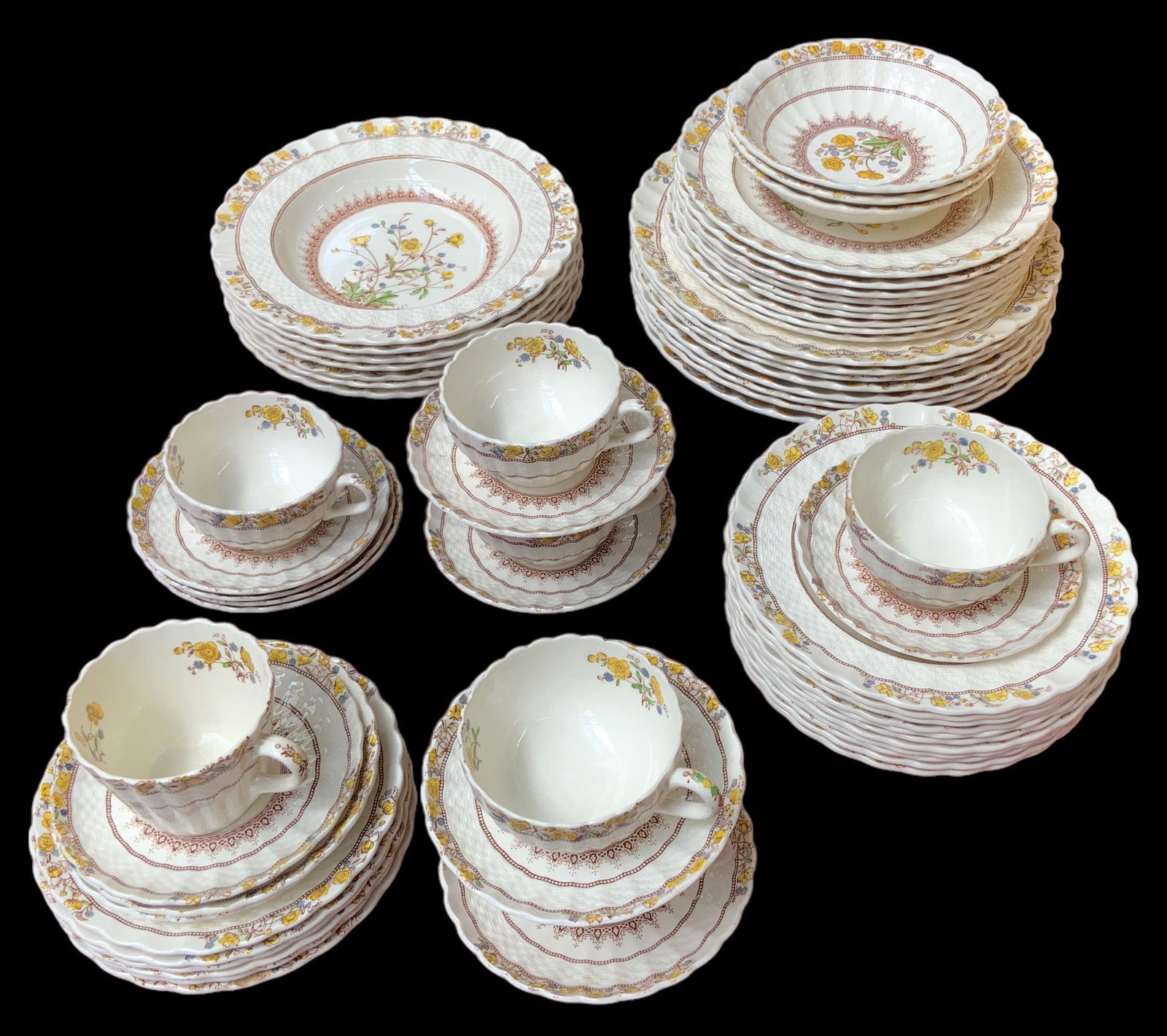 63-Piece Set of Copeland Spode "Buttercup" China. (1 of 2)