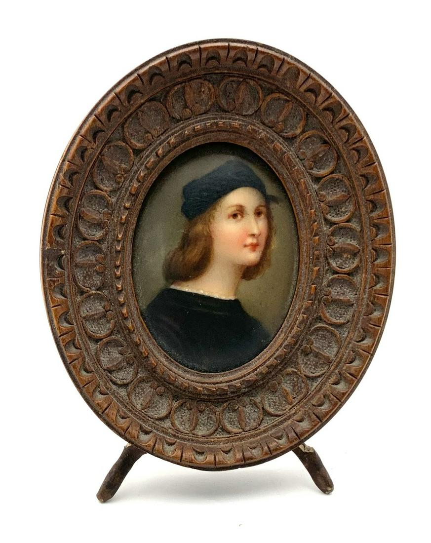 Miniature Painting, after Raphael's Self-Portrait. (1 of 2)