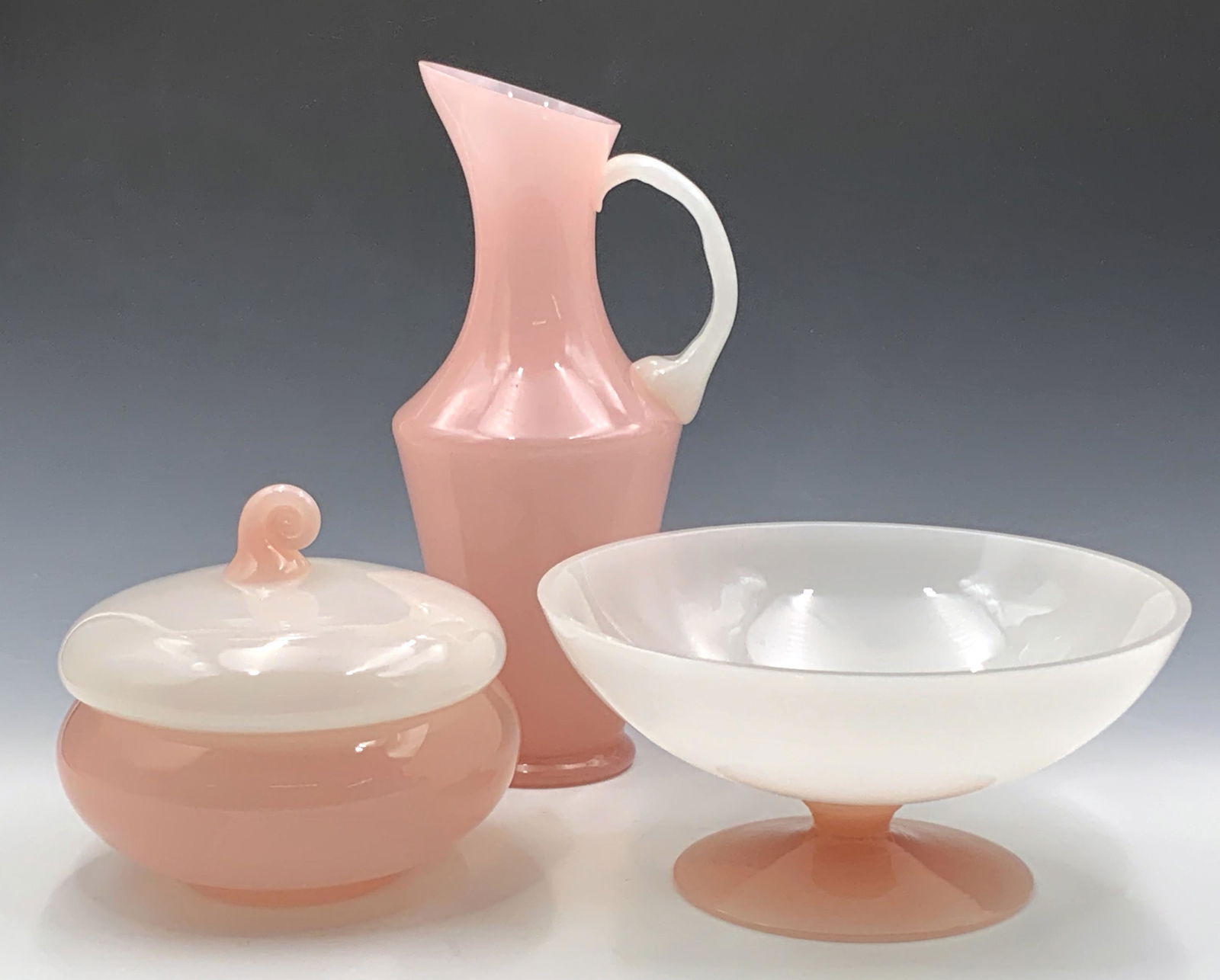 Set of 3 Rosaline Alabaster Glass Pieces. (1 of 2)