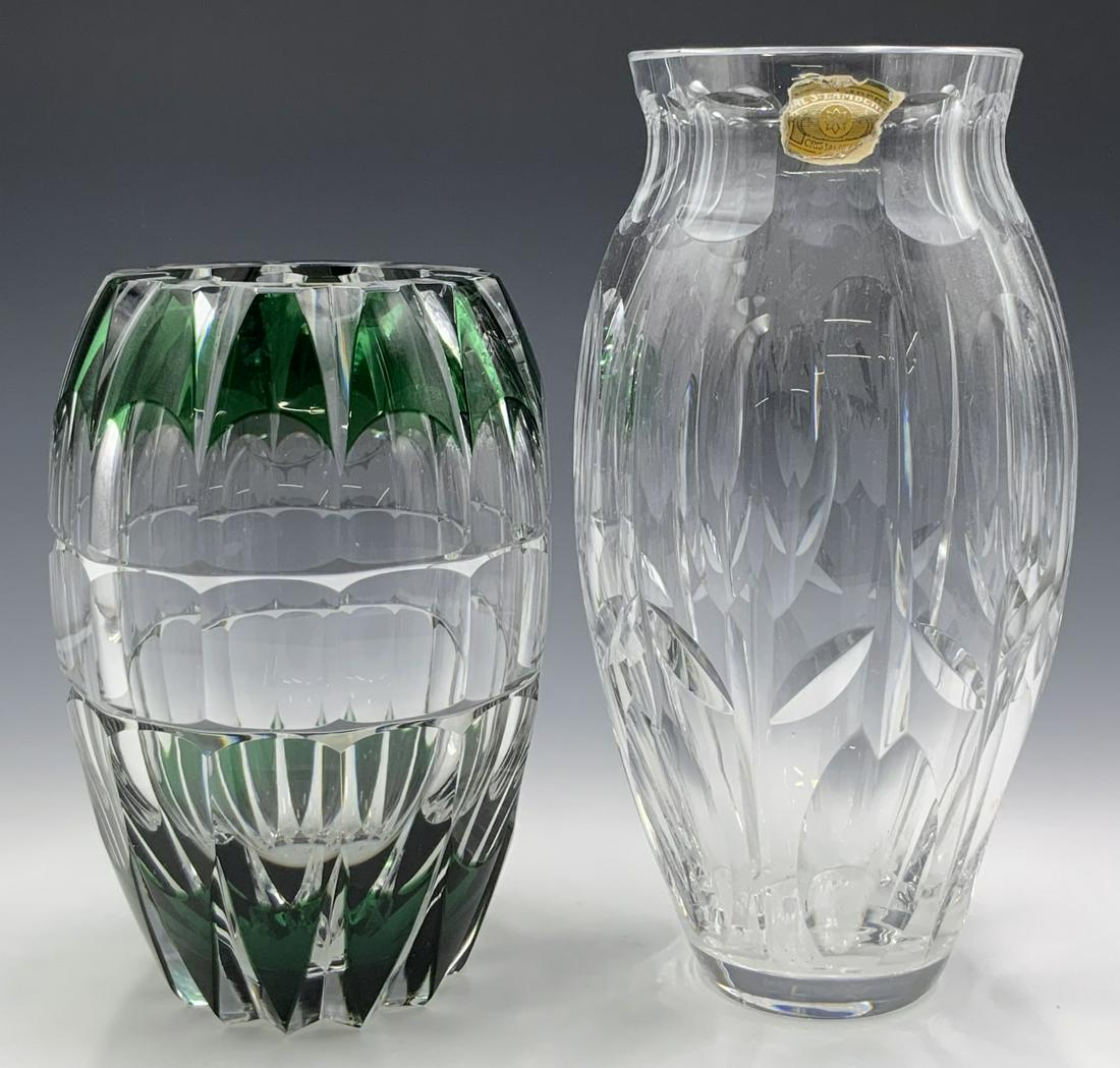 Sgd. Lot of Two Val St. Lambert Cut Crystal Vases. (1 of 3)