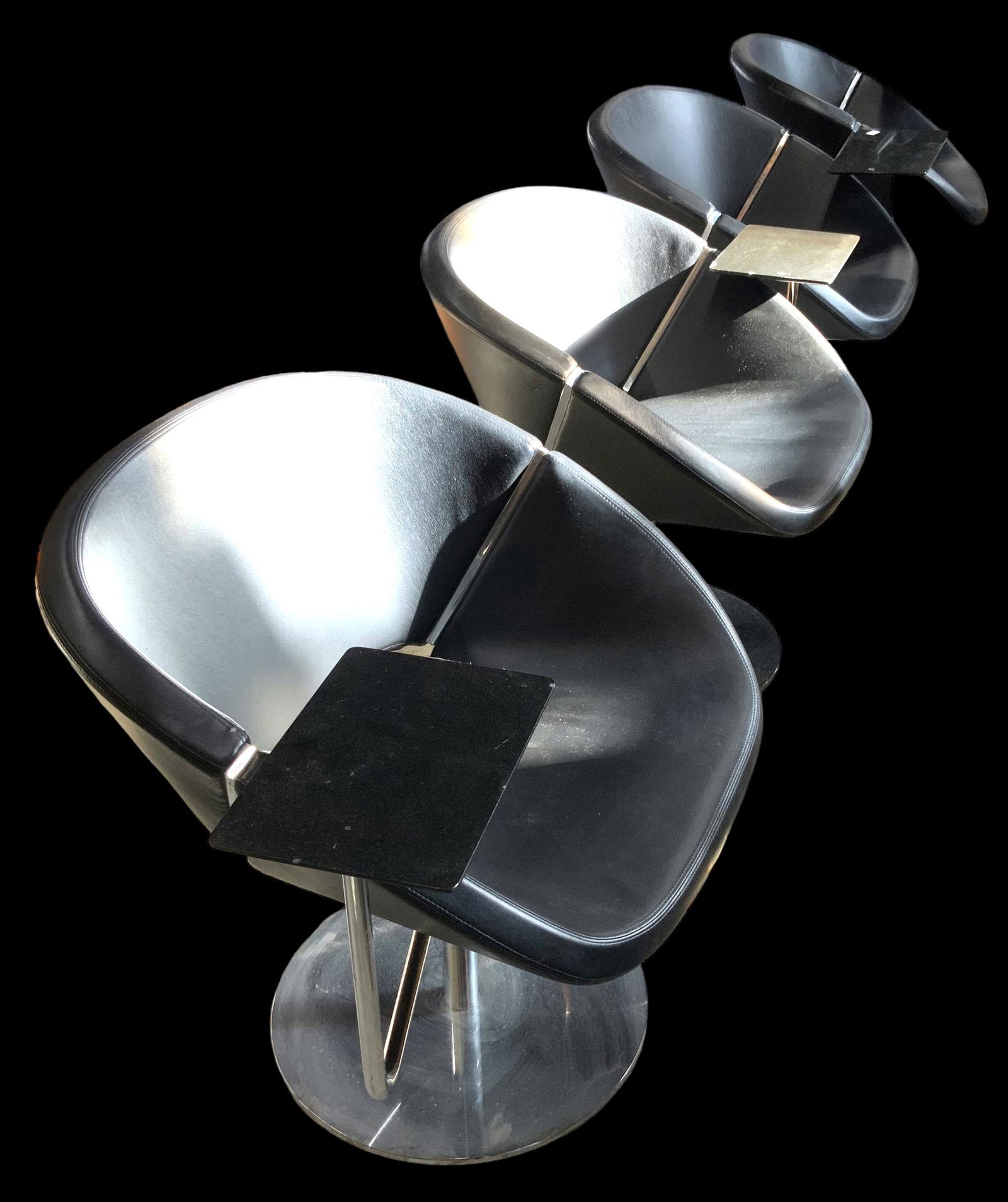 Set of 4 Chrome & Black Leather Modern Chairs. (1 of 2)