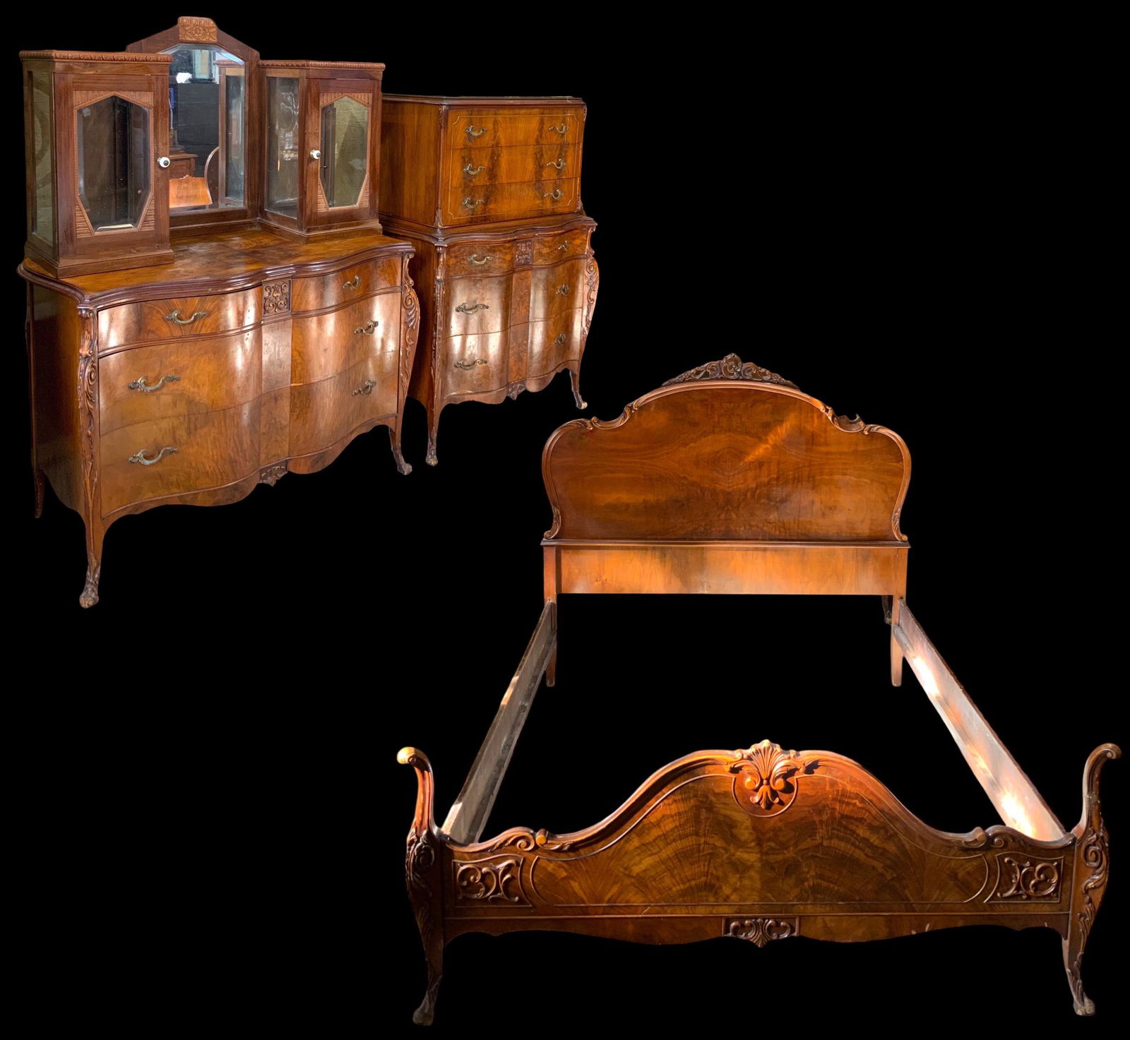 3 Pc. French-Carved Bedroom Set. (1 of 3)