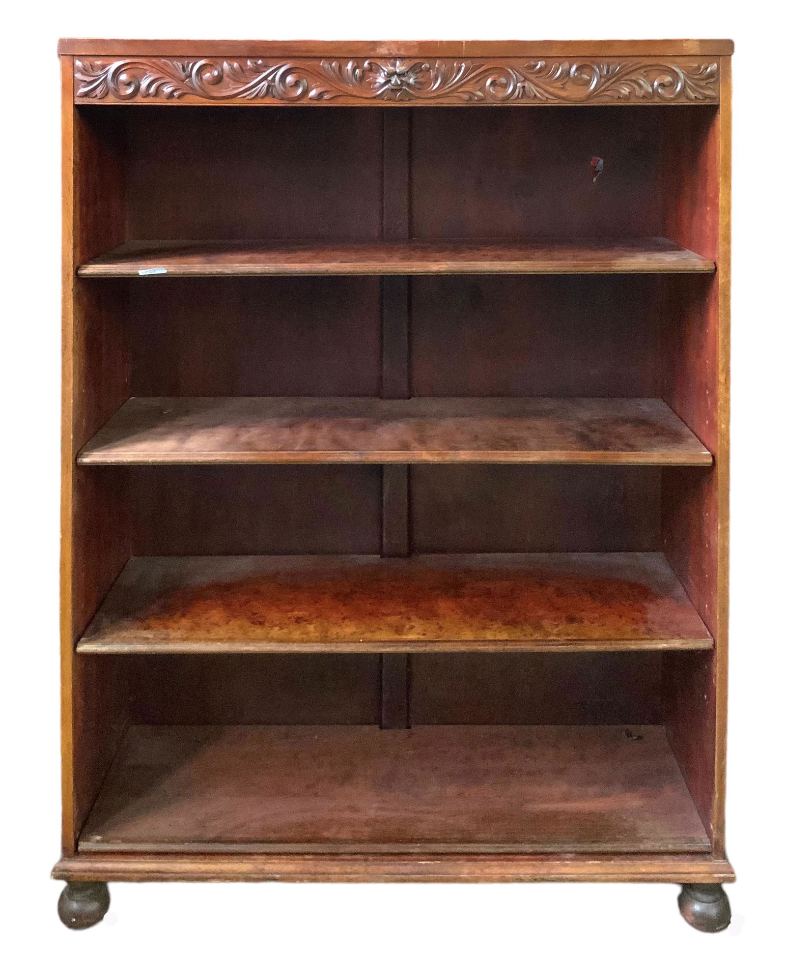 Antique Bookcase with Carved North Wind Face. (1 of 2)