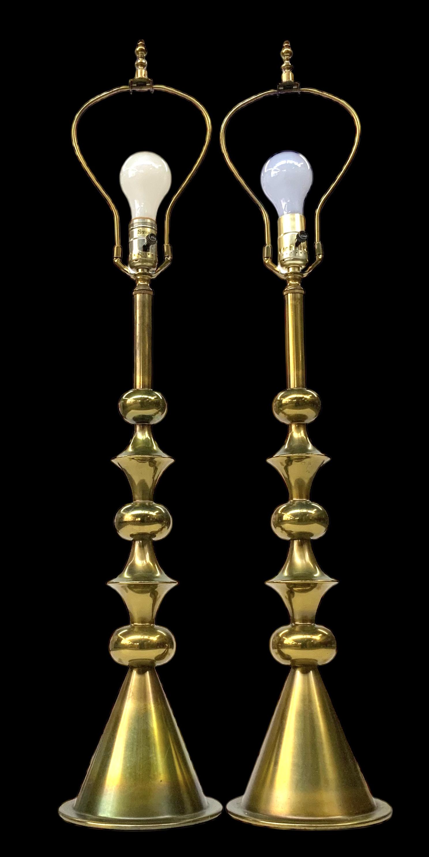 Pair of 1960's Sgd. Stiffel Brass? Lamps. (1 of 2)