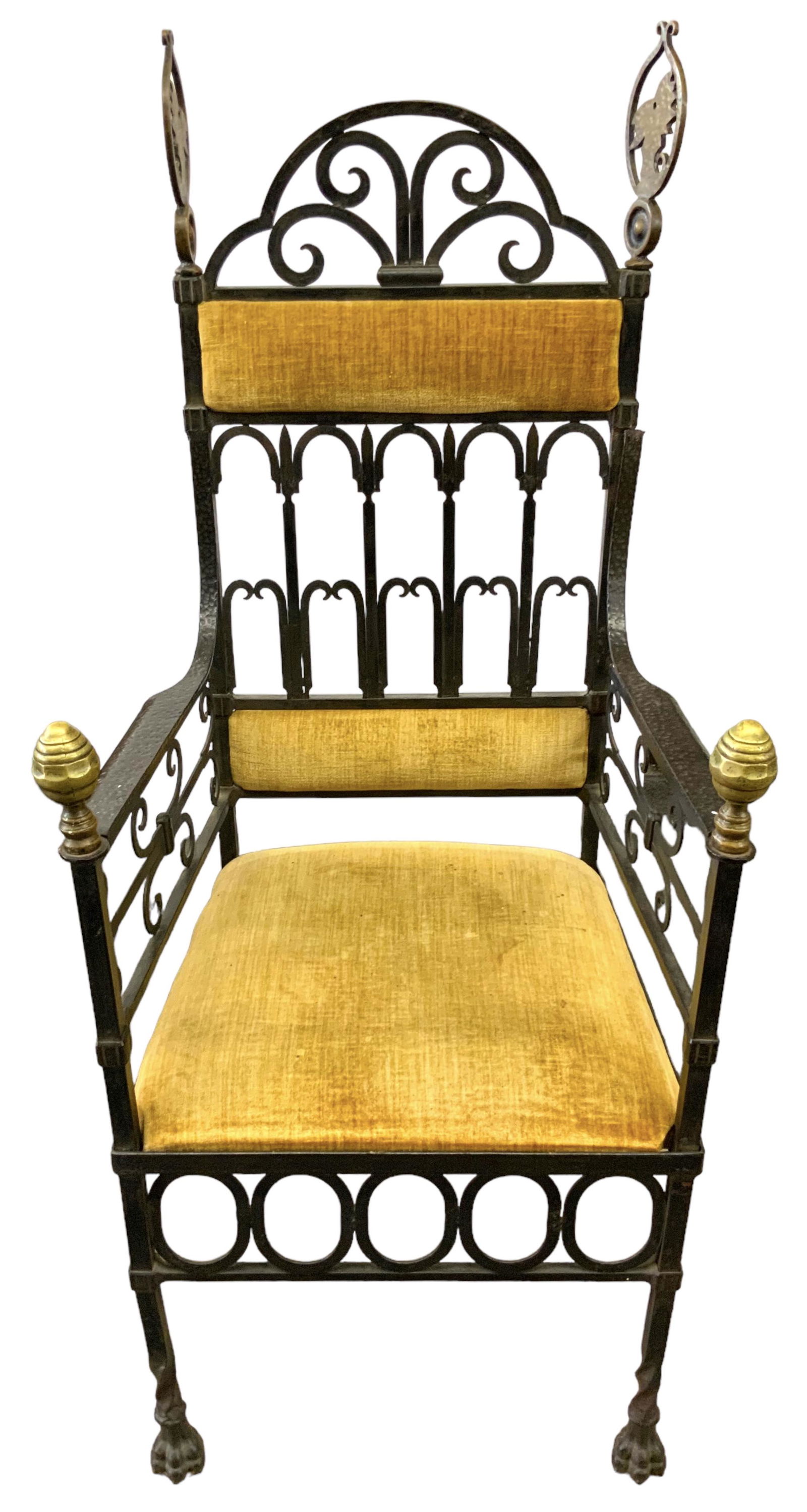 Ornate Wrought Iron Upholstered Side Chair. (1 of 2)