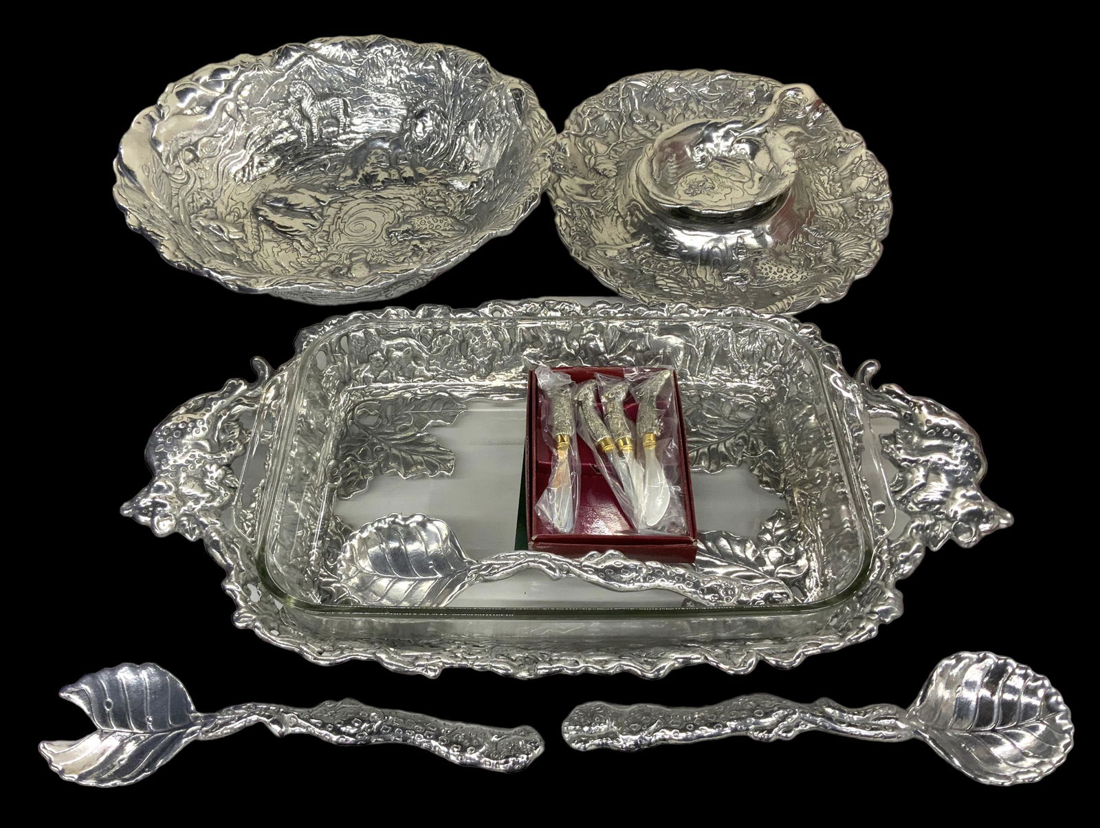 Lot of 8 Aluminum Items by Arthur Court. (1 of 3)