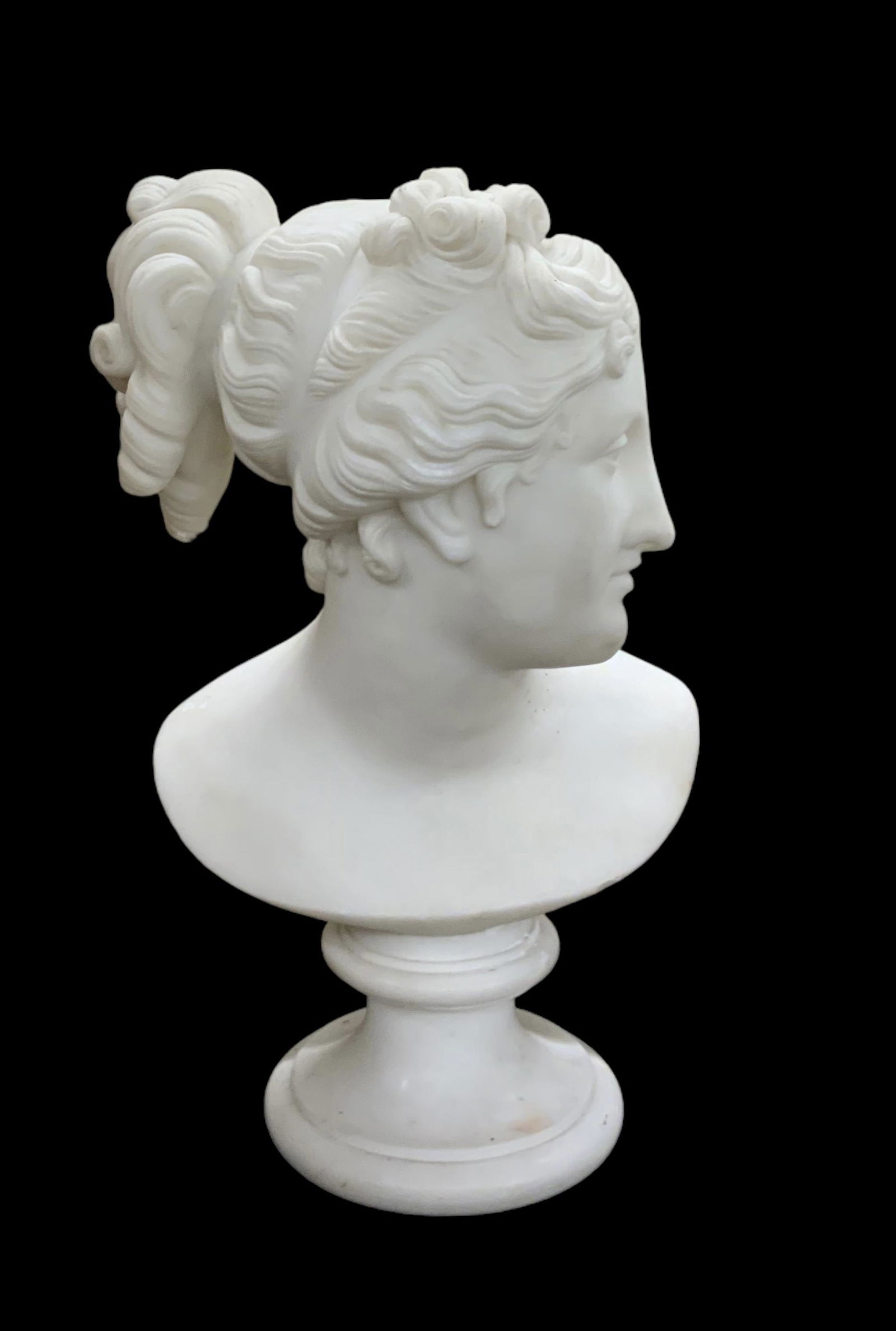 White Marble Carved Bust of a Woman's Head. (1 of 3)