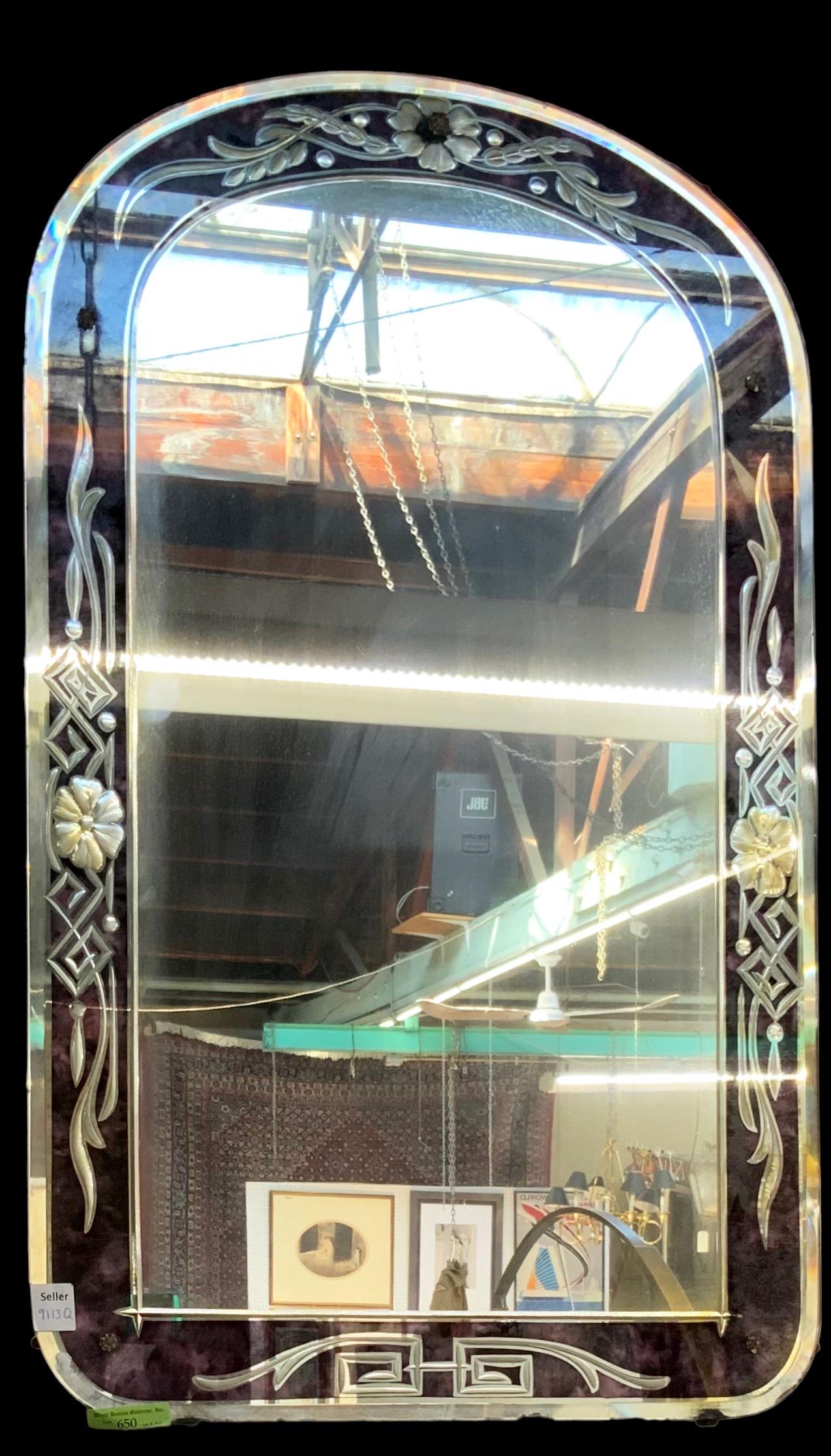 Vintage Art Deco Arched Floral Mirror. (1 of 1)