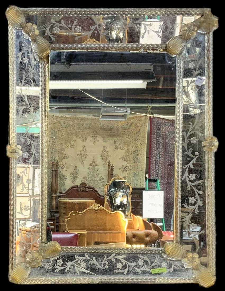 Hollywood Regency Style Venetian Glass Mirror. (1 of 2)