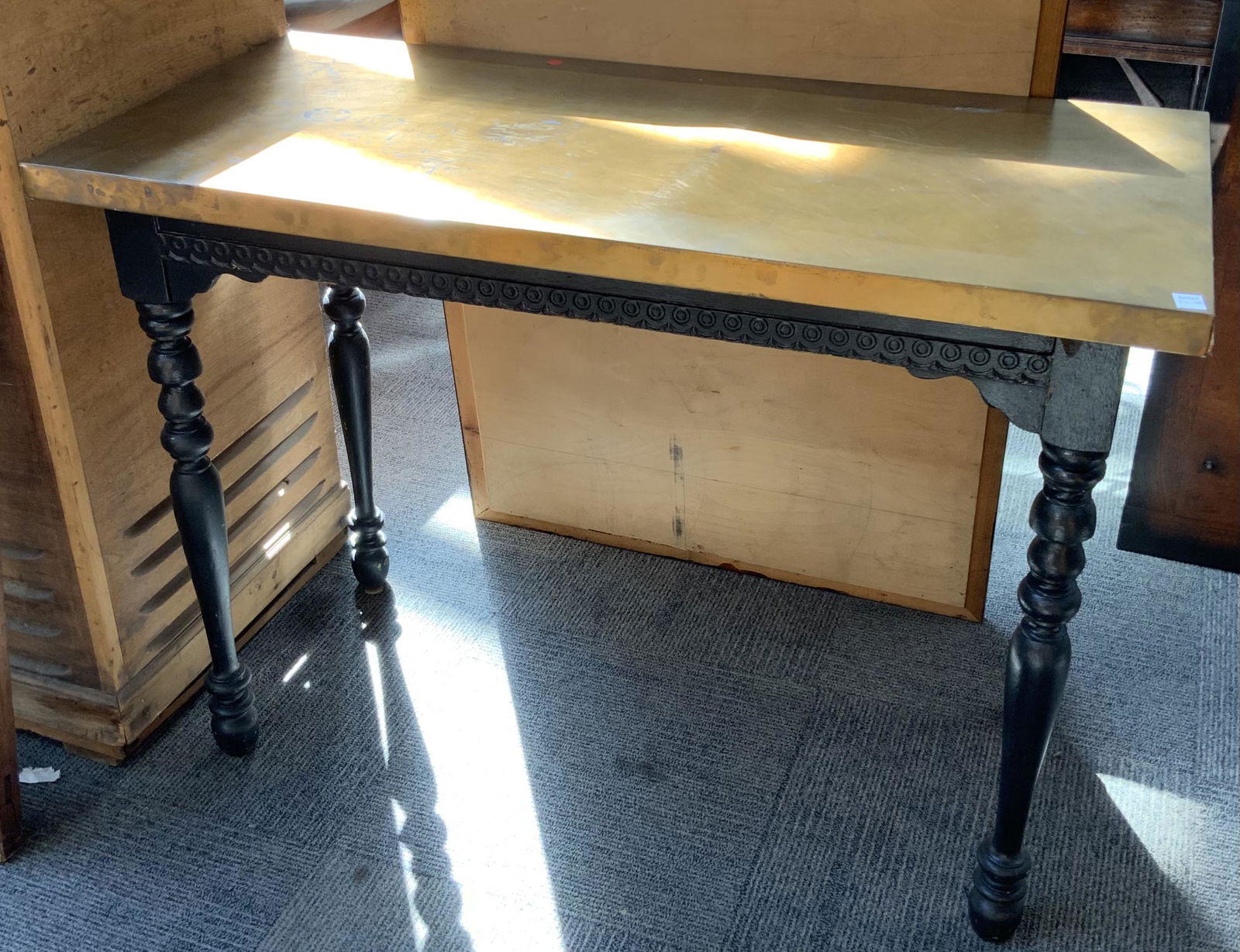 Hall Table with Copper Top. (1 of 1)