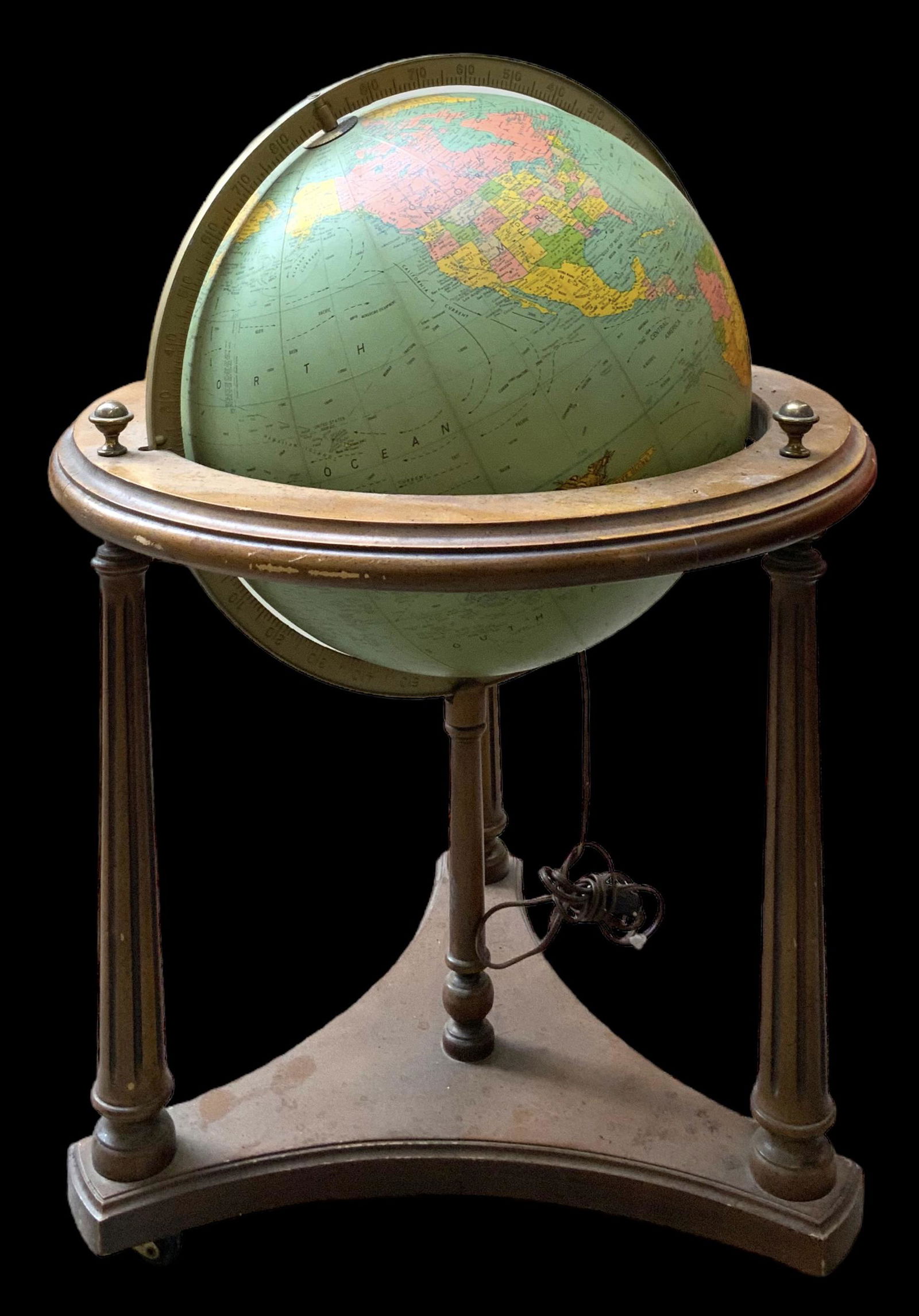 Vintage LIght-Up Globe on Wood Stand. (1 of 1)