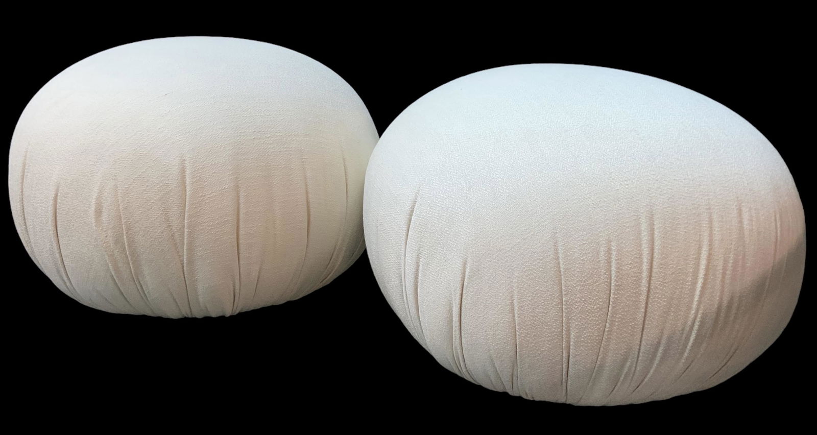 Pair of White Upholstered Ottomans. (1 of 1)