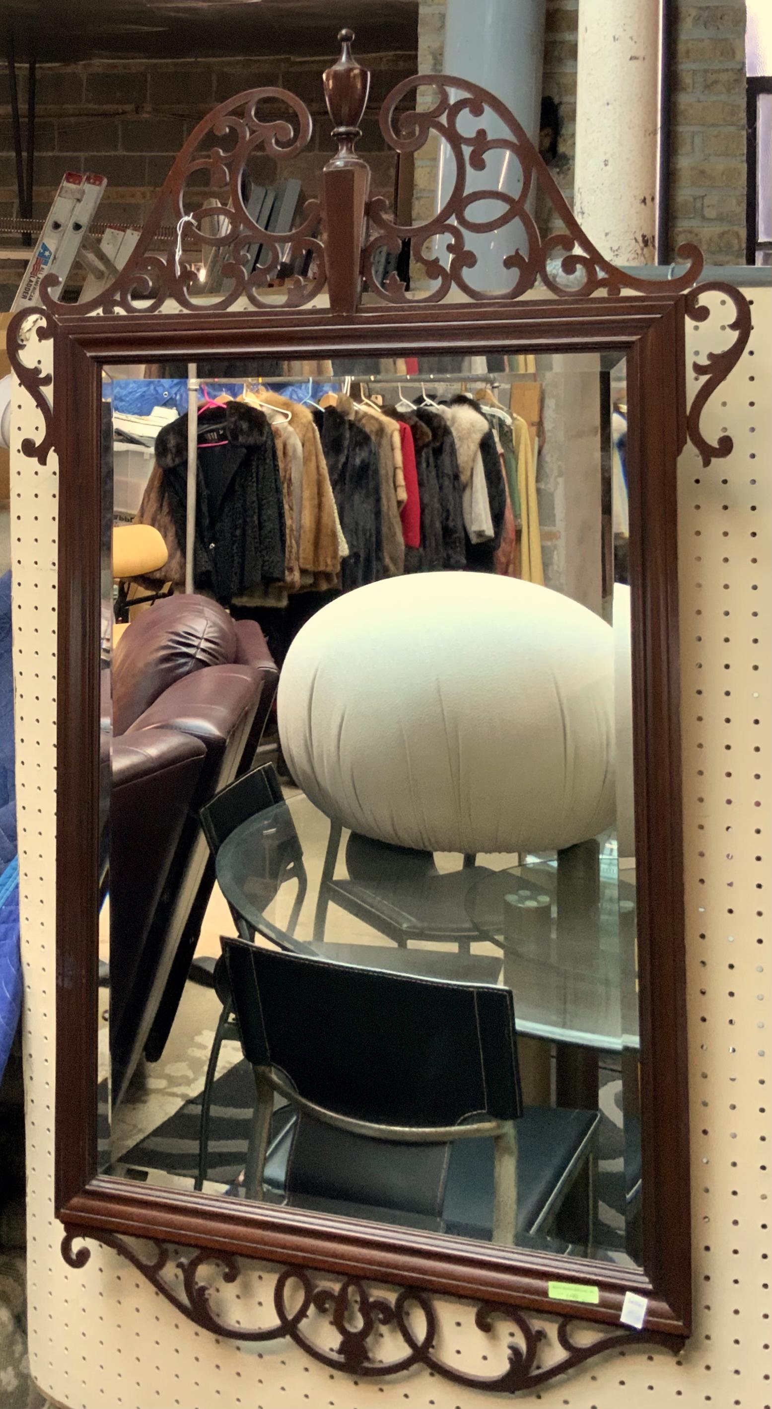 Vintage Ornate Mahogany Bevelled Openwork Mirror. (1 of 1)