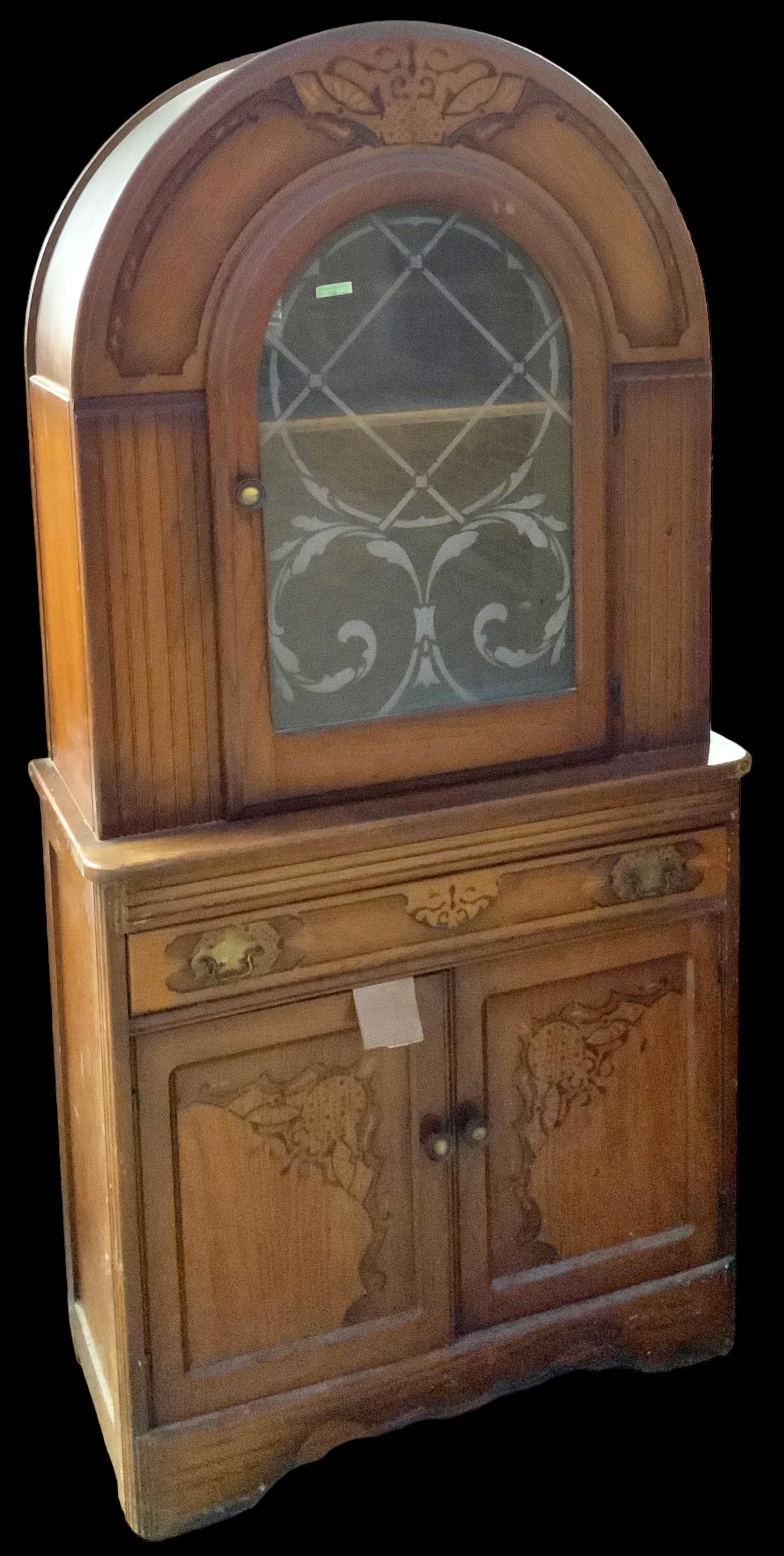 Stencilled Wood Art Deco China Cabinet. (1 of 1)