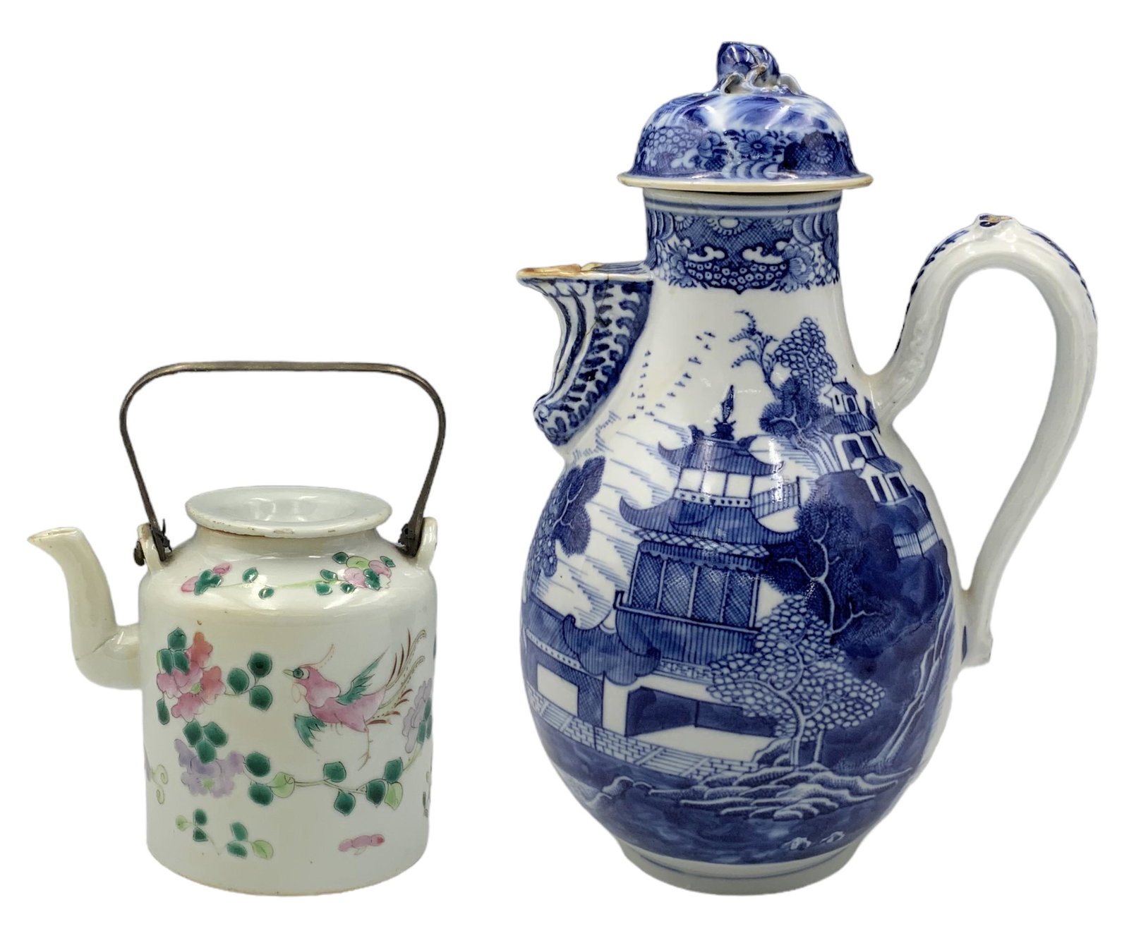 Two Old Chinese Porcelain Teapots, AS IS. (1 of 4)