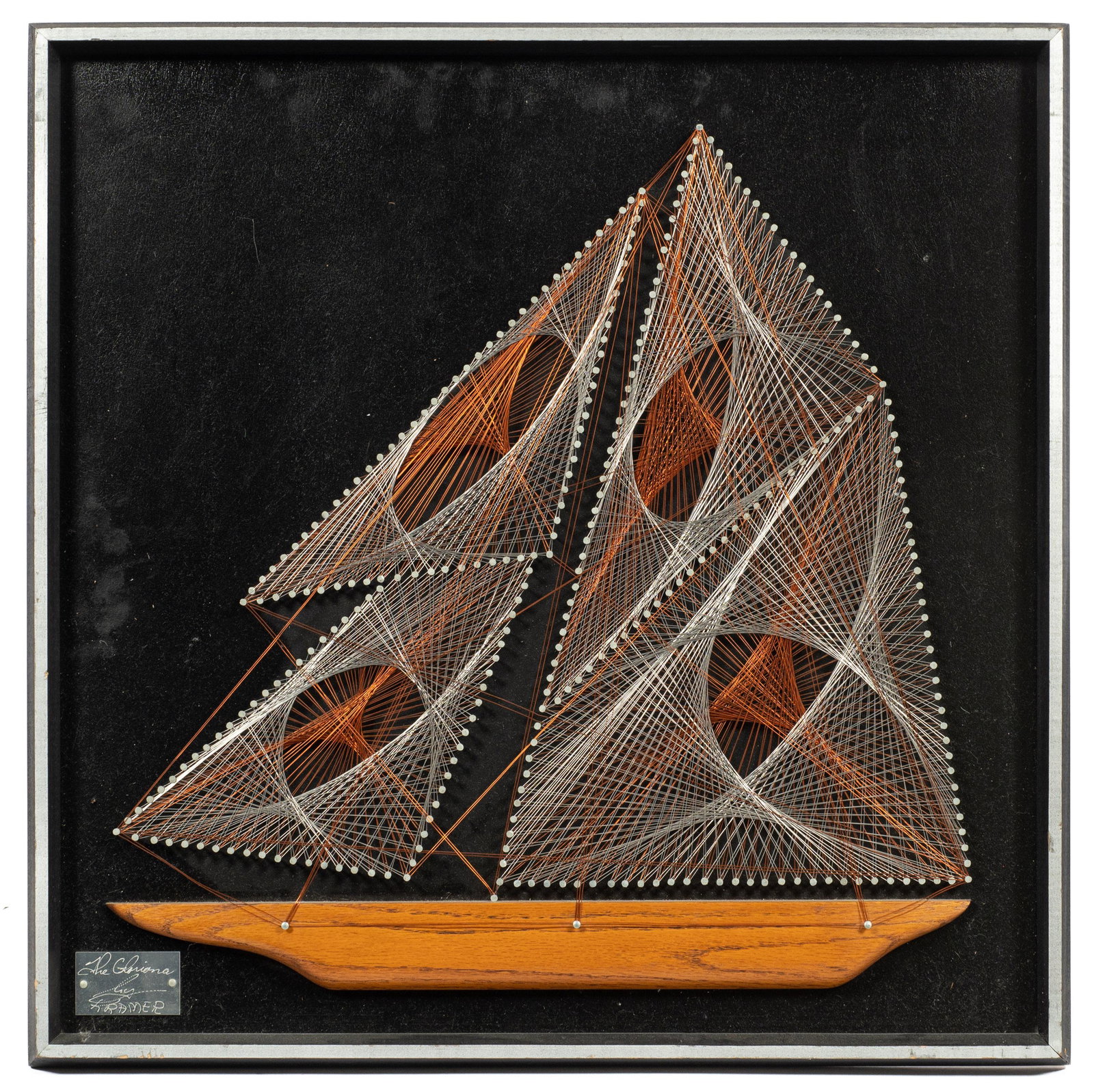 Framed Wire Art Ship Picture by Bob Kramer. (1 of 2)