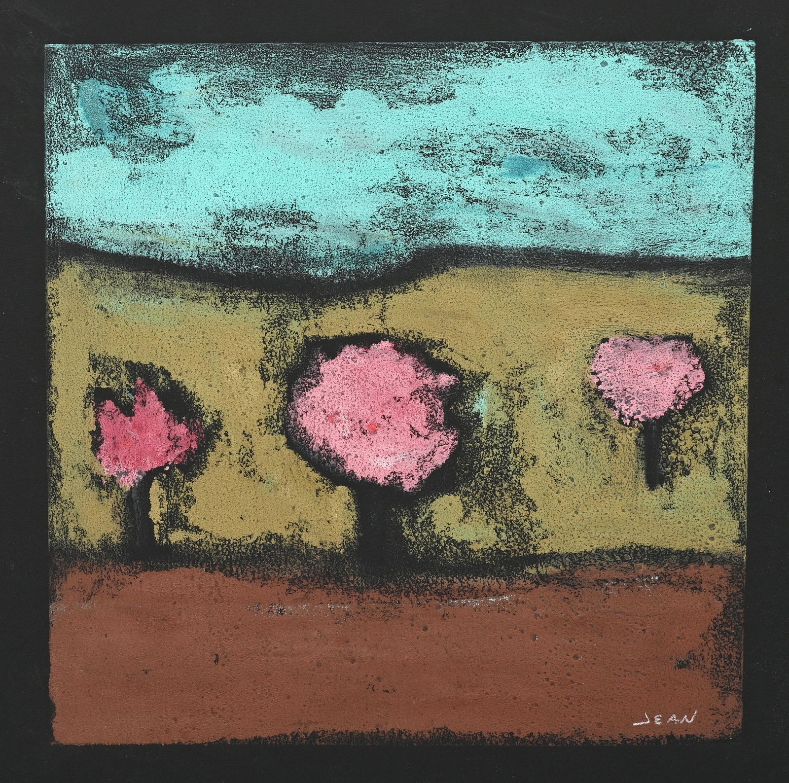 Framed Post-Modern Work of Trees Signed Jean. (1 of 3)