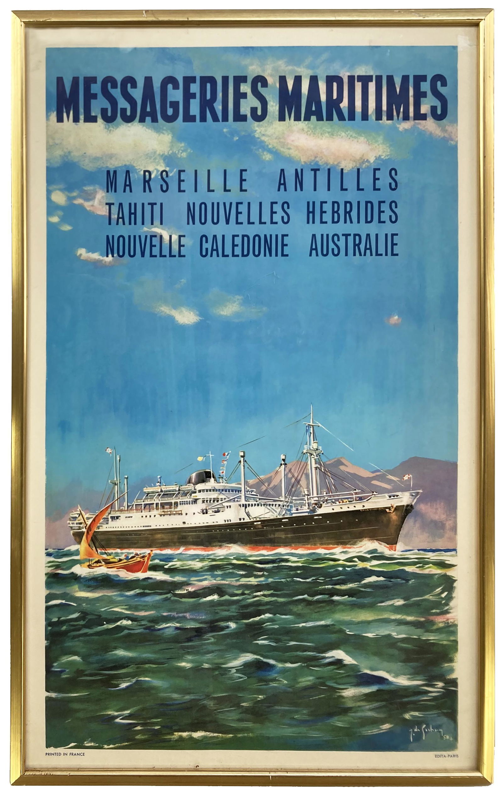 Vintage Travel Poster for Messageries Maritimes. (1 of 3)