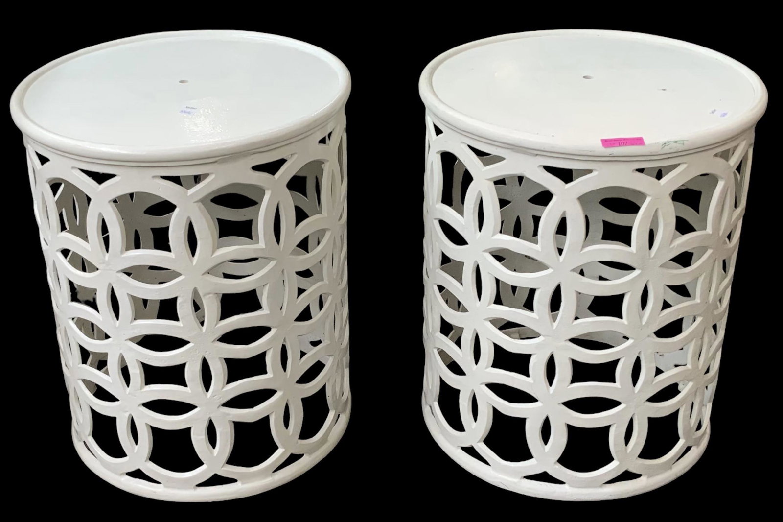 Matching Pair of Wrought Iron All-Weather Tables. (1 of 1)