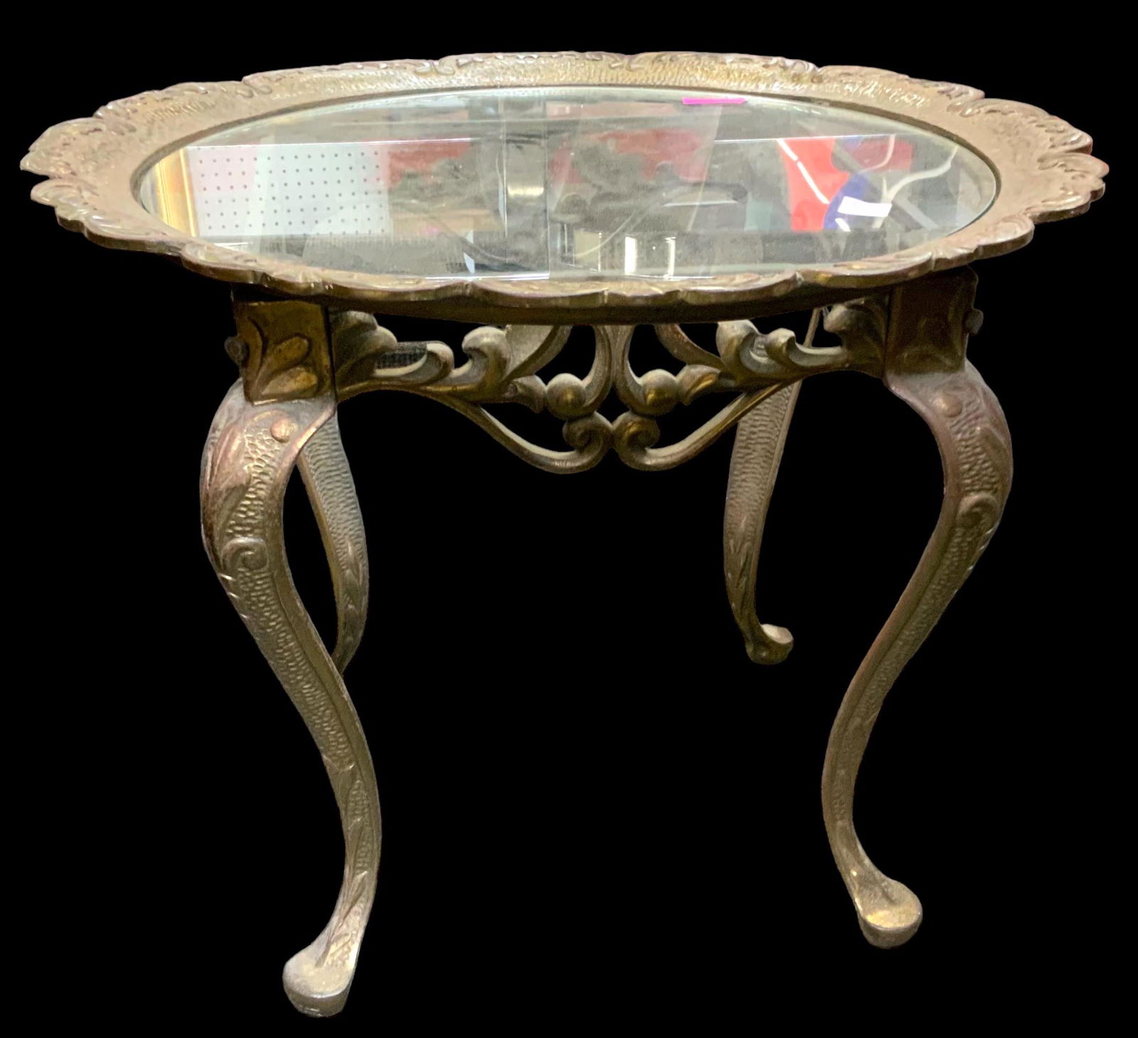 Small Cast Iron and Glass Top Table. (1 of 2)