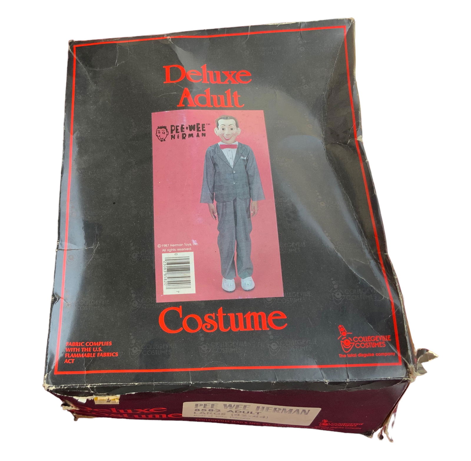 Vintage Pee-Wee Herman Costume w/ Box.: Made by Collegeville Costumes. It is made to fit an adult. In-house Shipping is Available. Please see our Website regarding in-house Shipping Procedures.