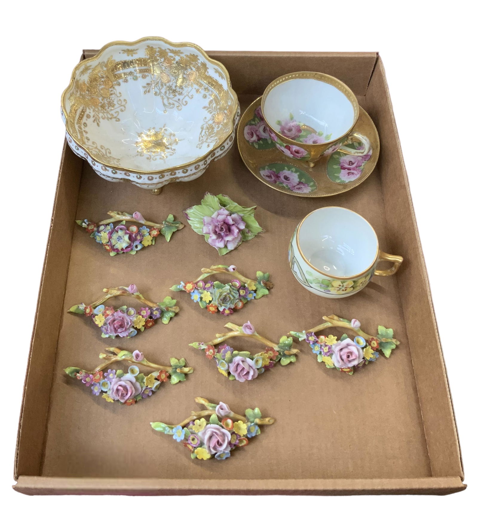 Lot: Teacups, Flower Placecard Holders, etc. (1 of 1)
