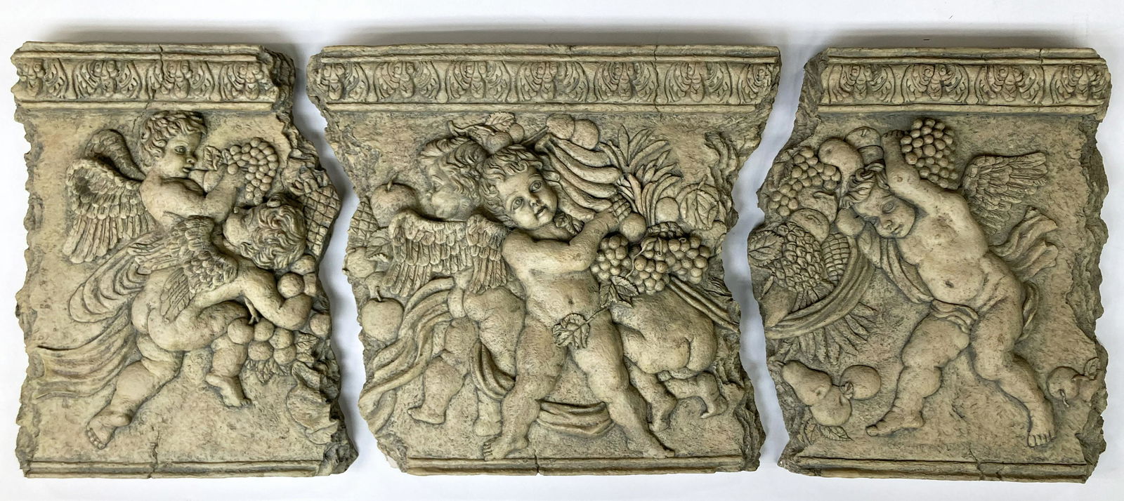 Set of 3 Architectural Cherub Wall Plaques. (1 of 3)