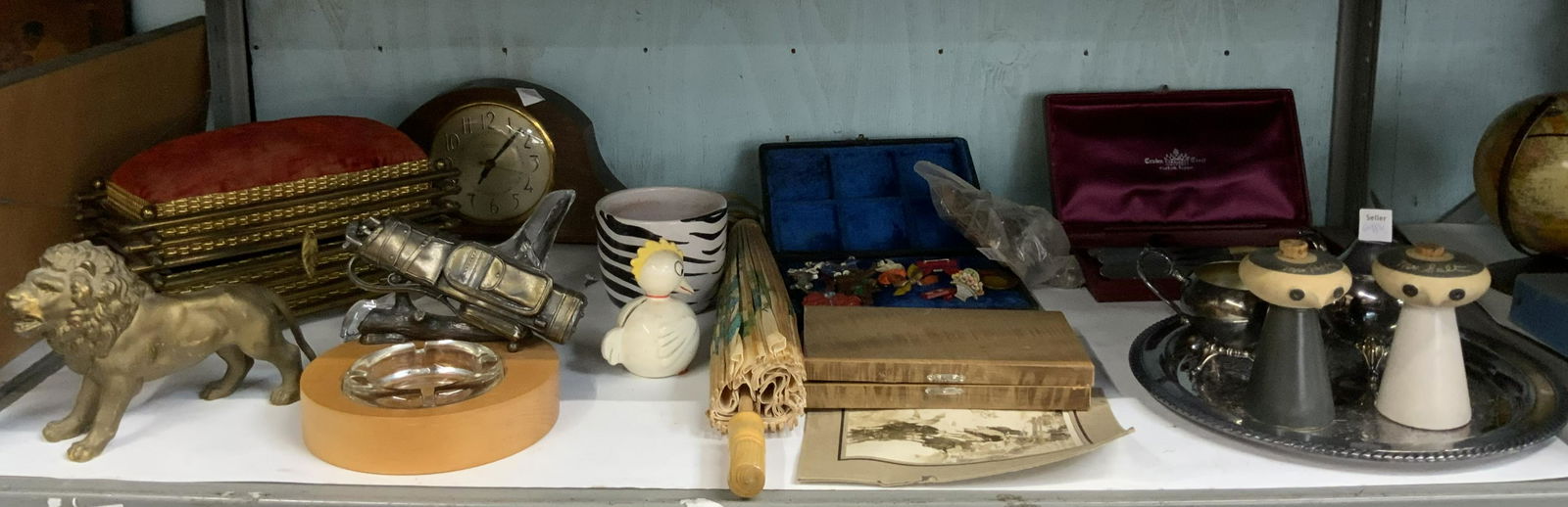 Shelf Lot: Vintage Pins, Bennington Pottery. (1 of 3)