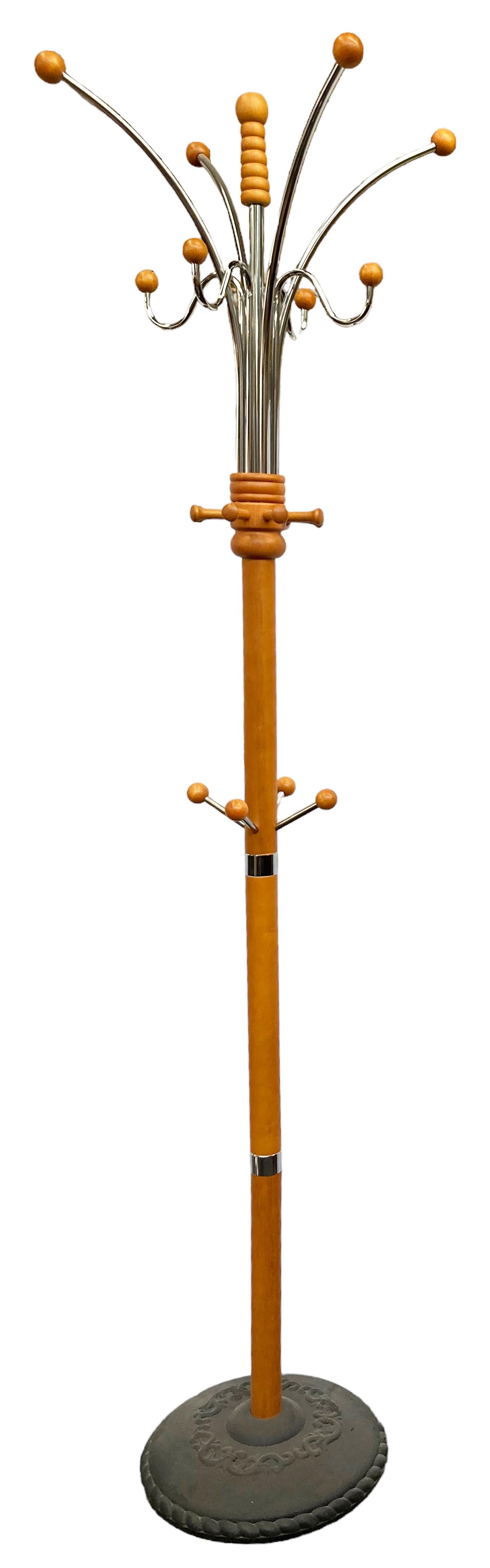 Contemporary Wood & Chrome Hat or Coat Rack. (1 of 1)