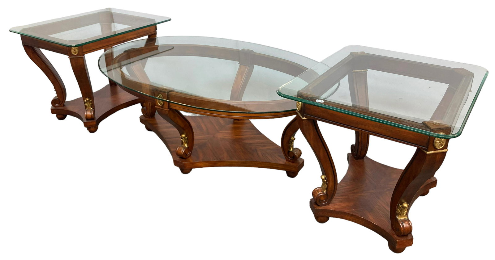 Glass Top Wooden Coffee & Lamp Tables. (1 of 2)