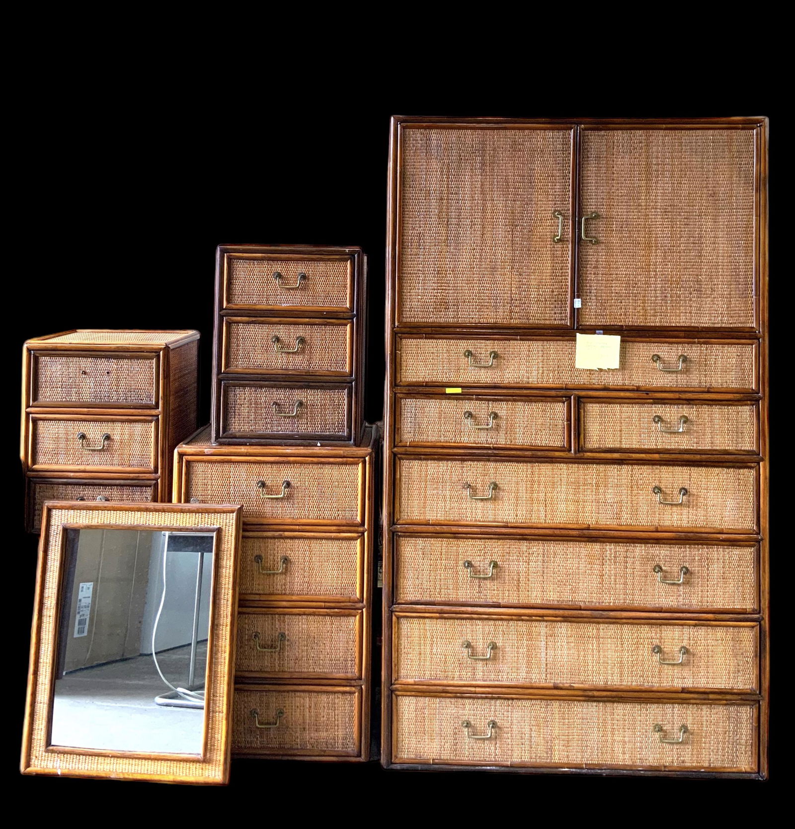 6 Piece Vintage Rattan Bedroom Set. Auction