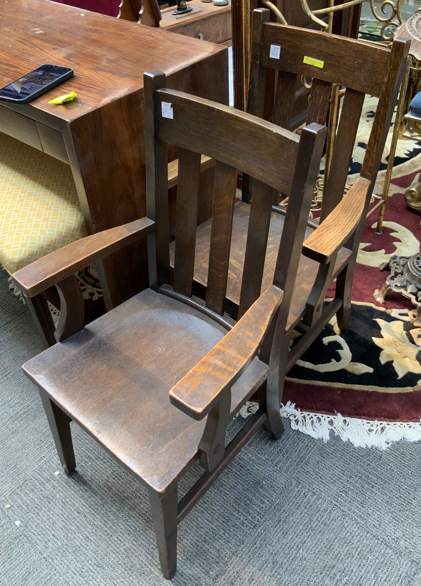 Lot of 2 Mission Oak Child's Chairs. (1 of 1)