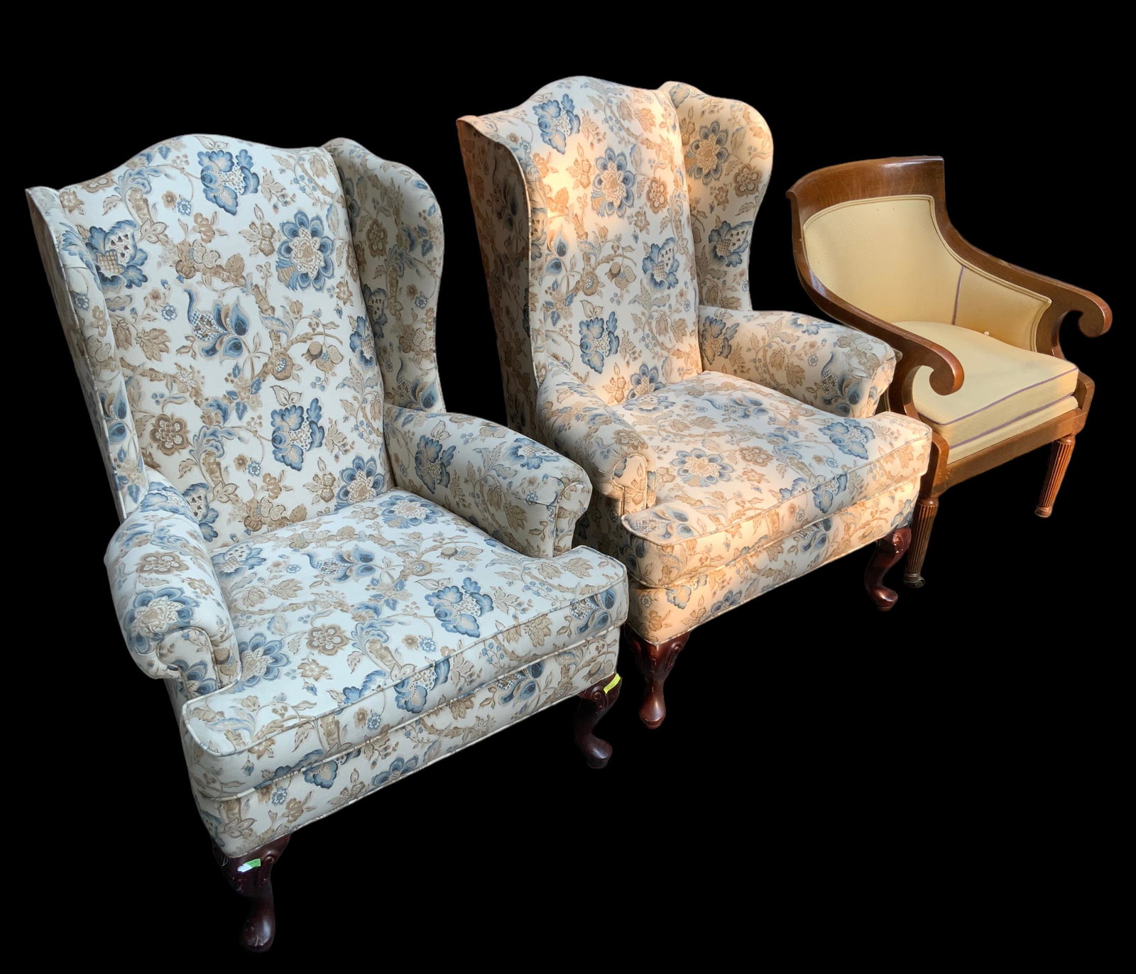 Lot of 3 Chairs - Pair of Wing Chairs, etc. (1 of 1)