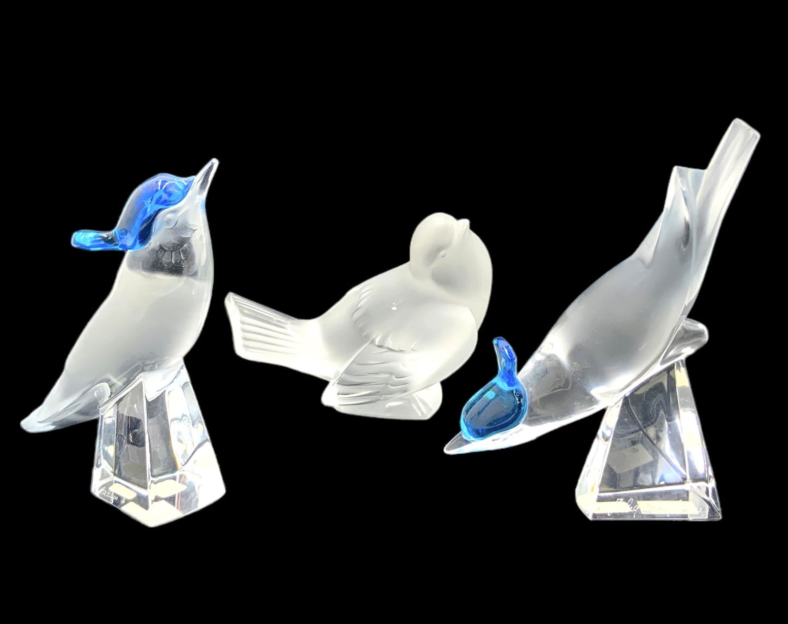 Lot of 3 Lalique Crystal Bird Paperweight Figures. (1 of 3)