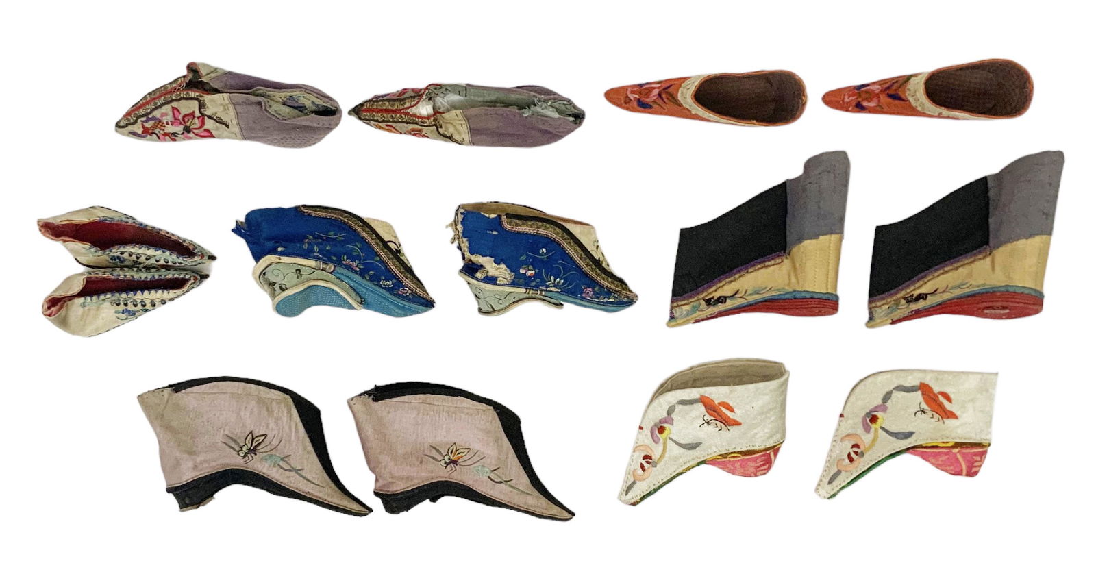 Lot of Antique Chinese Silk Embroidered Shoes. (1 of 3)