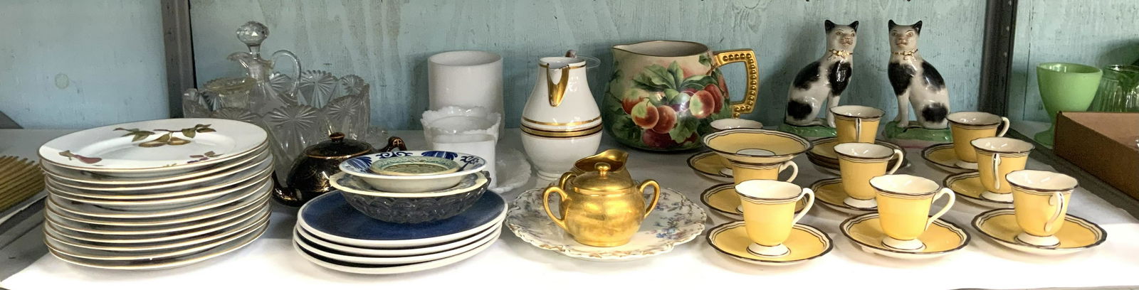 Shelf Lot of Assorted China & Glassware. (1 of 2)