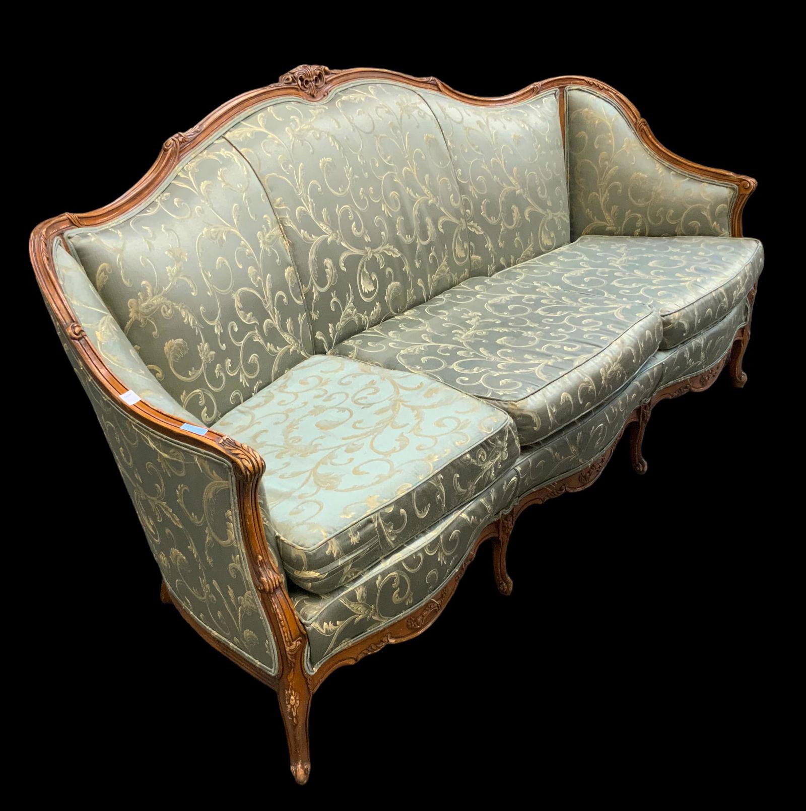 Carved Walnut French Style Sofa. (1 of 1)