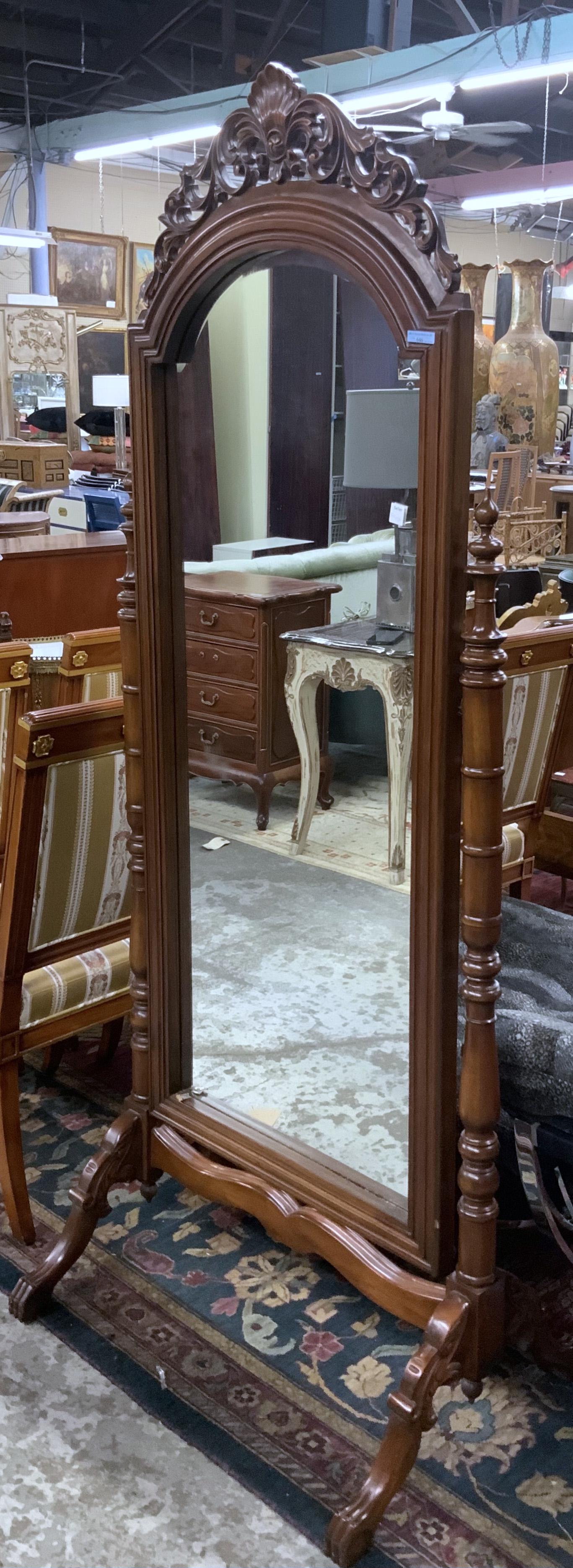 Full-Length Carved & Bevelled Cheval Mirror. (1 of 1)