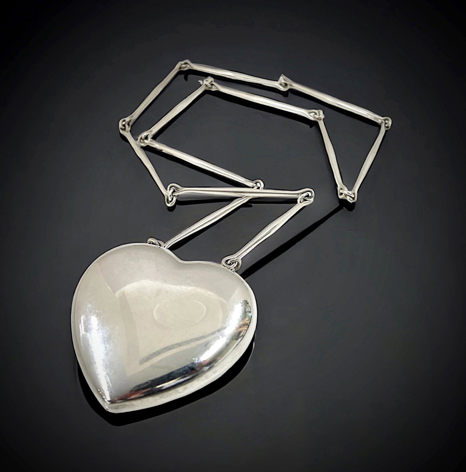 Georg Jensen #126 Puffy Heart Necklace, "Joy". (1 of 2)