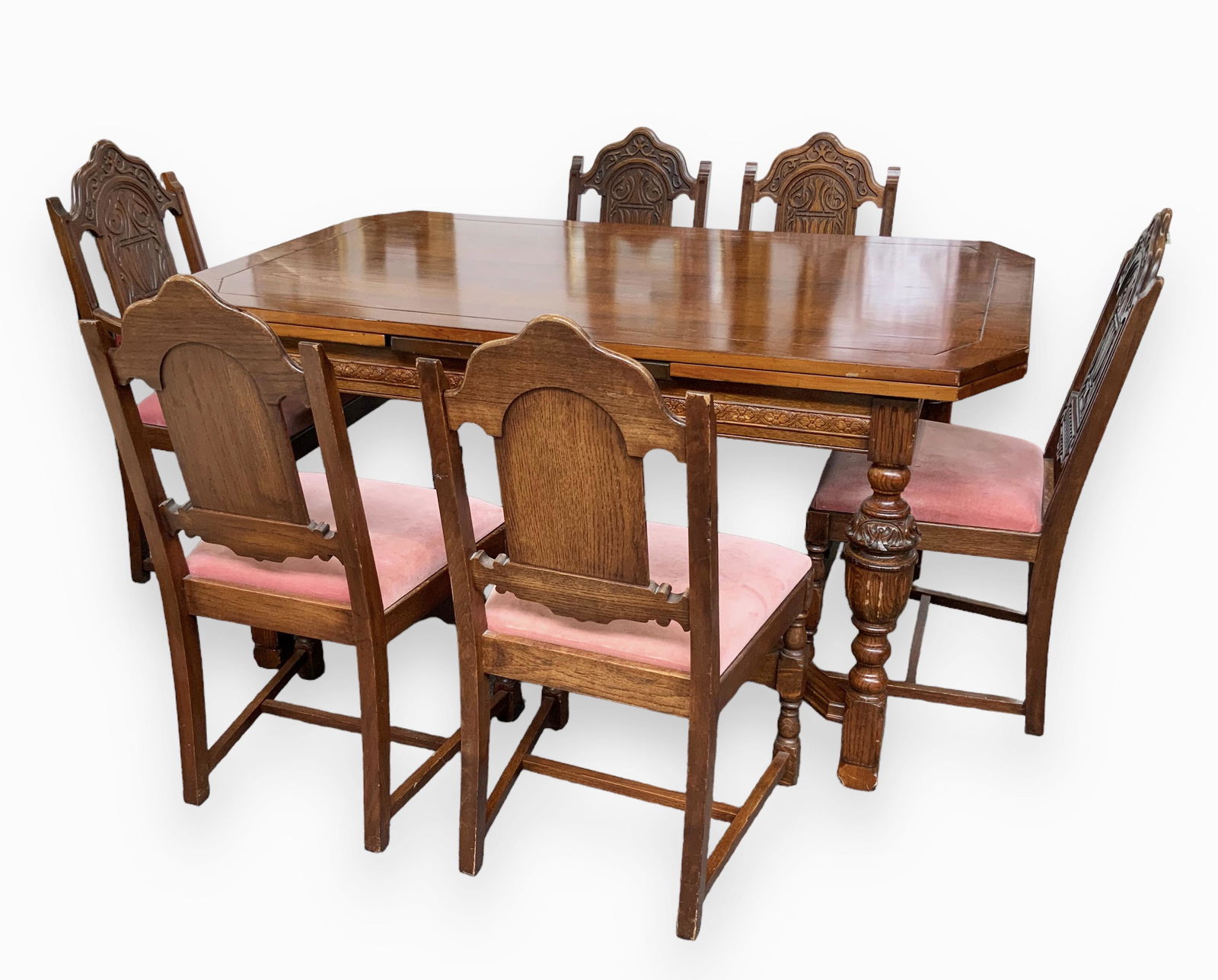 Vintage Oak Refectory Dining Table & Chairs Set. (1 of 1)
