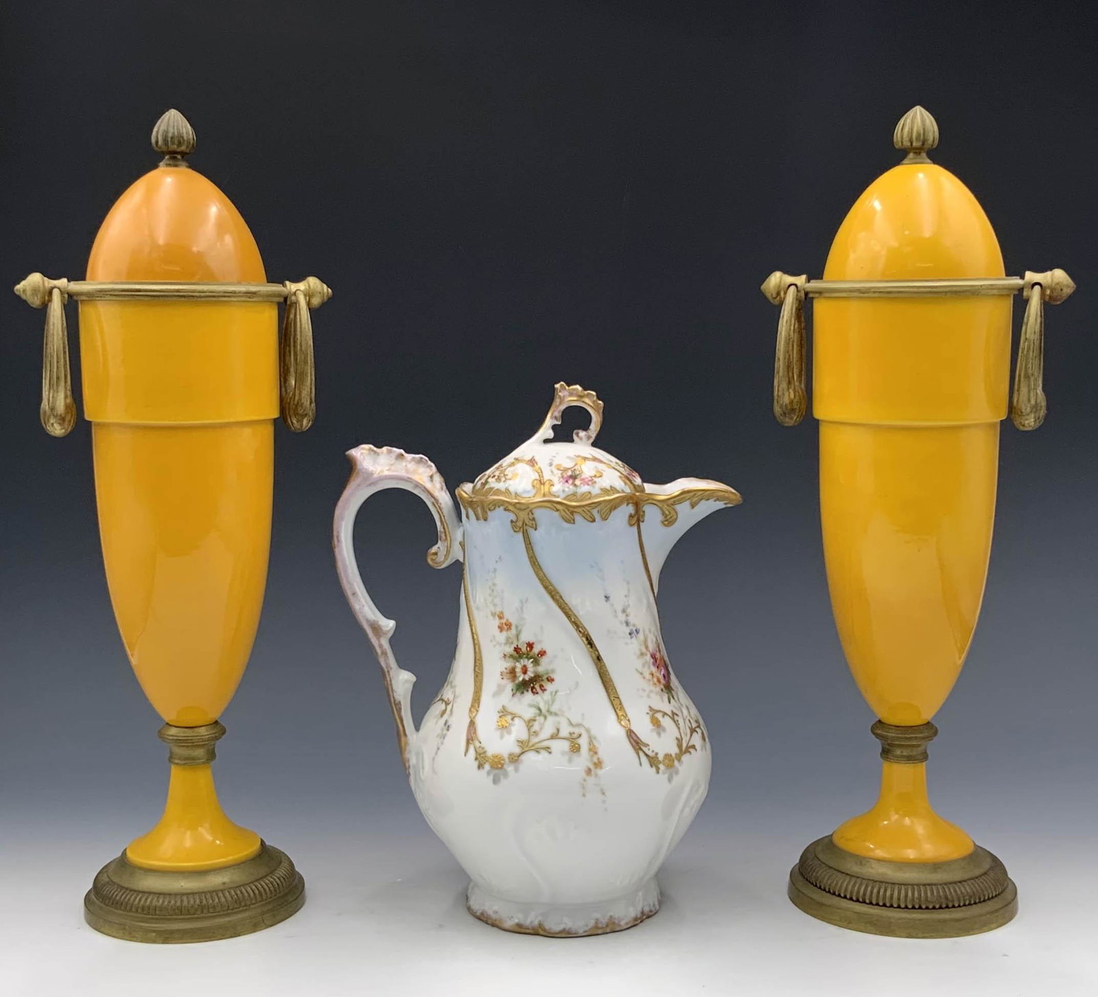 Lot: Pair of MP Sevres Urns, Limoges Pitcher. (1 of 5)